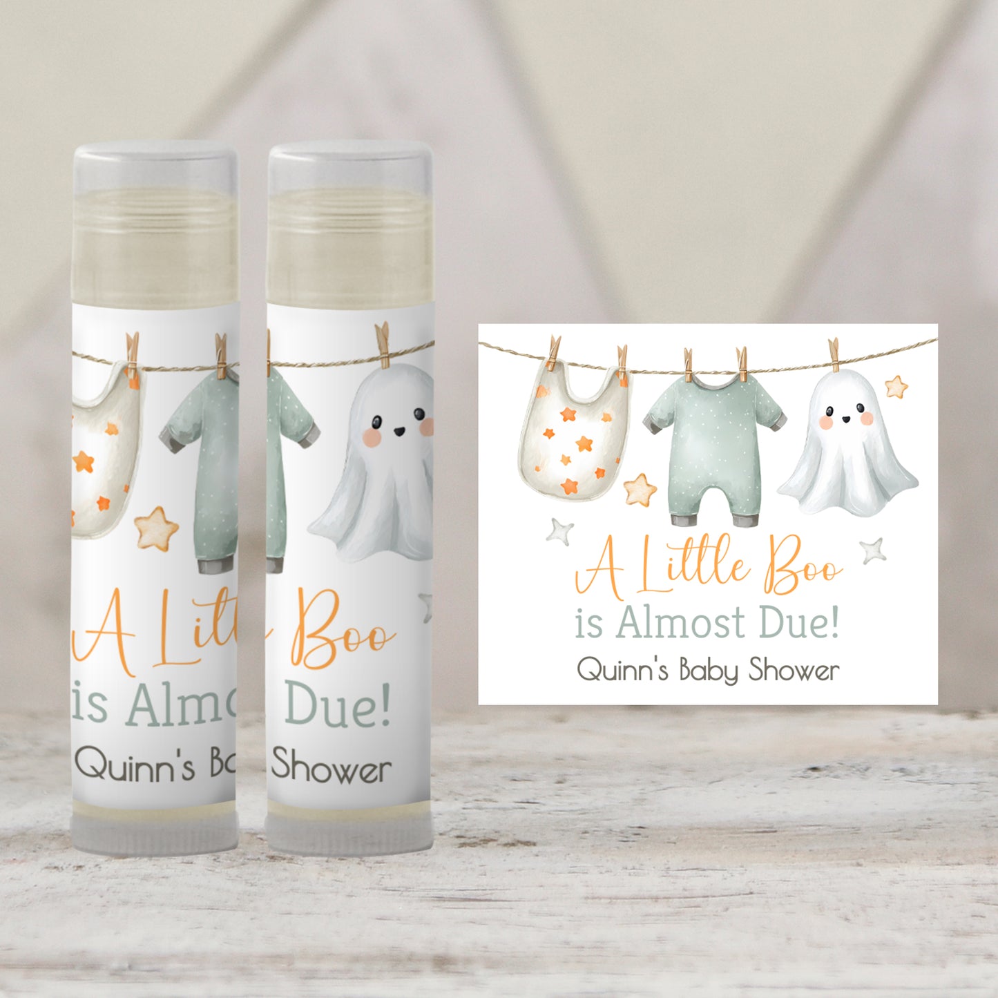 A Little Boo Is Almost Due Baby Shower Chapstick Favors: Gender Neutral Ghost Guest Gift