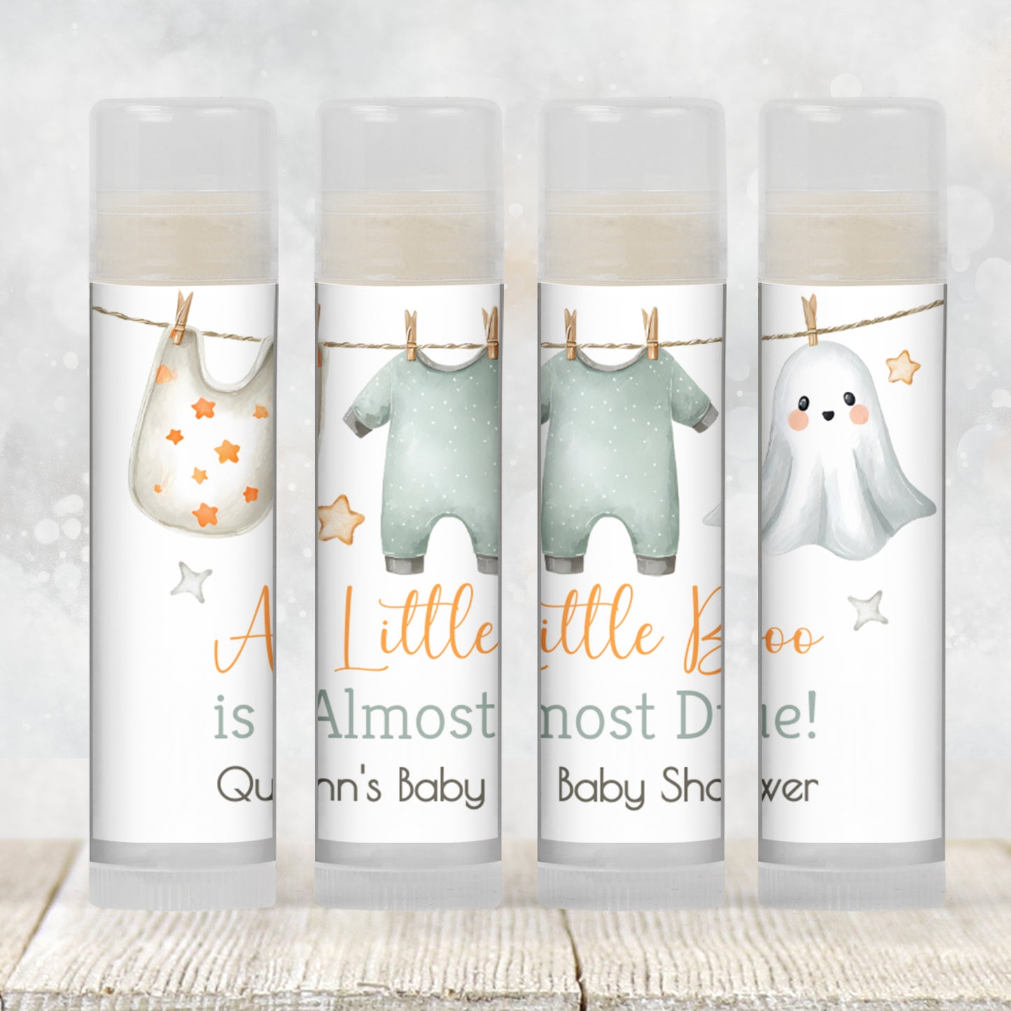 A Little Boo Is Almost Due Baby Shower Chapstick Favors: Gender Neutral Ghost Guest Gift