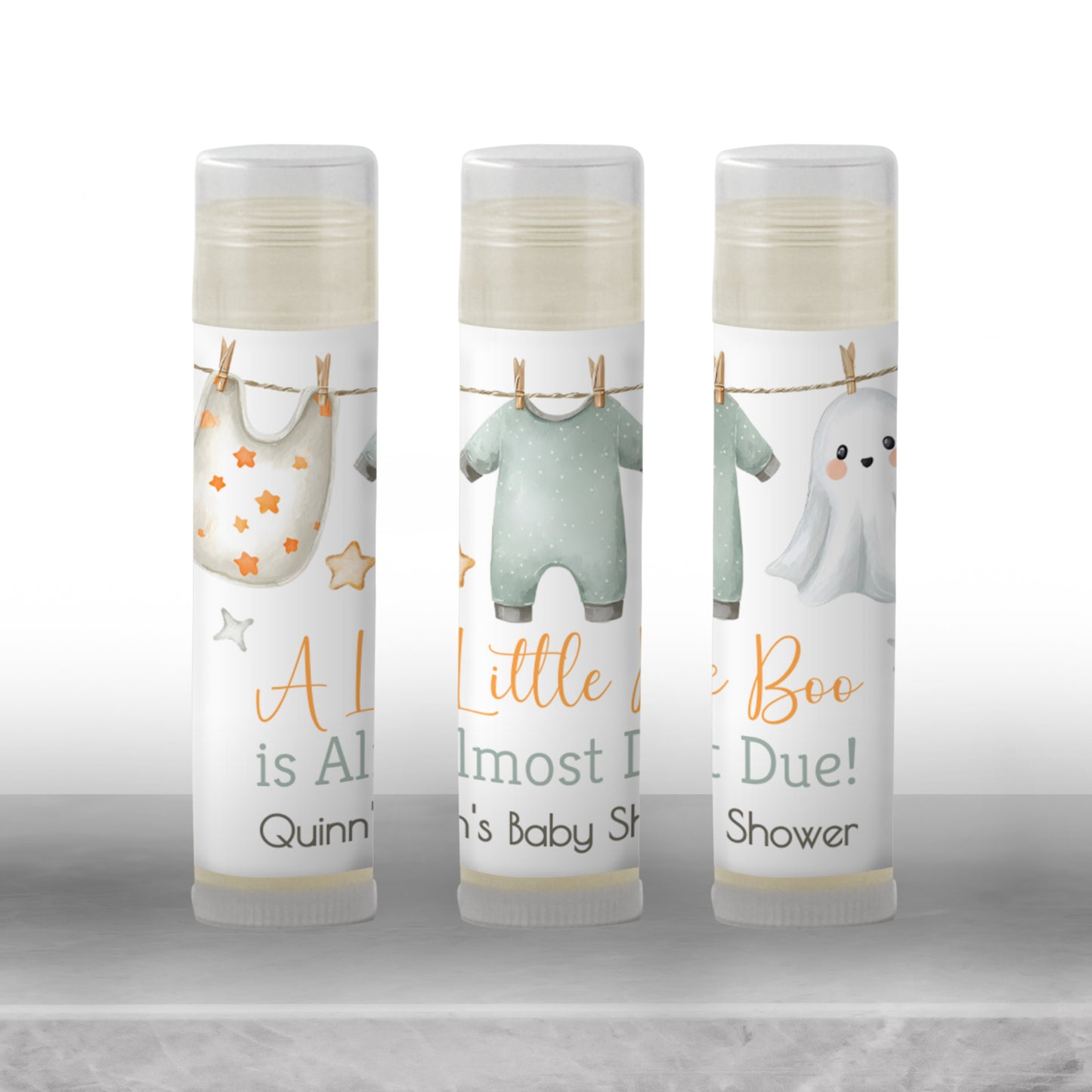 A Little Boo Is Almost Due Baby Shower Chapstick Favors: Gender Neutral Ghost Guest Gift