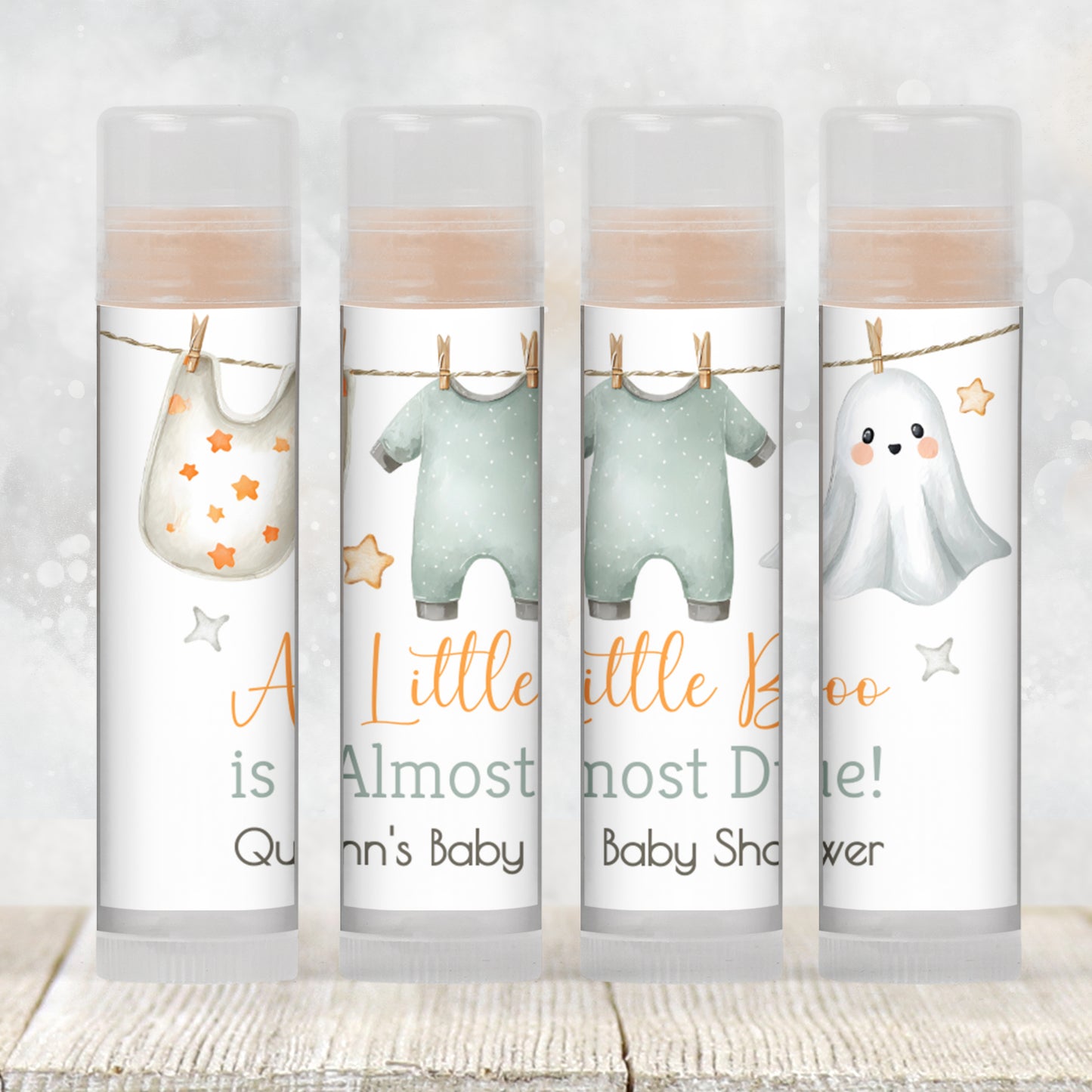 Baby Shower Lip Balm Label Template: Little Boo Ghost Design (Digital Download)