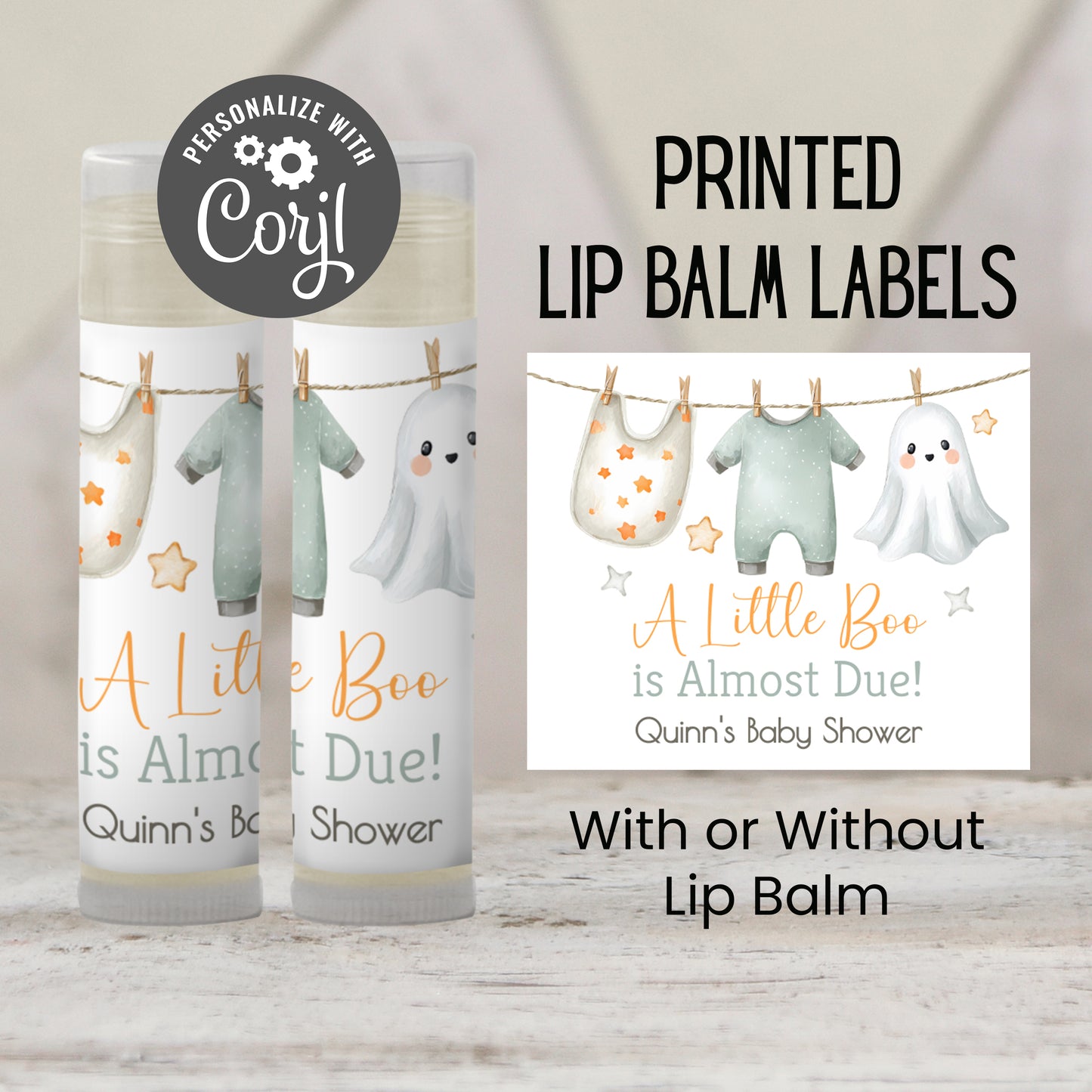 A Little Boo Is Almost Due Baby Shower Chapstick Favors: Gender Neutral Ghost Guest Gift