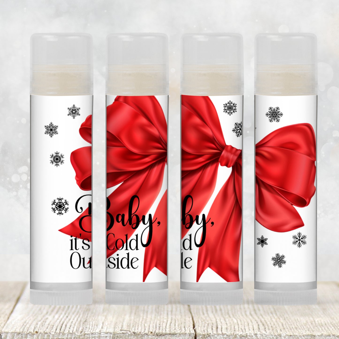 Baby It’s Cold Outside Favors | Chapstick Favor | Winter Baby Shower Favor | Red Bow Christmas Party Favor | Holiday Bridal Shower, 3403