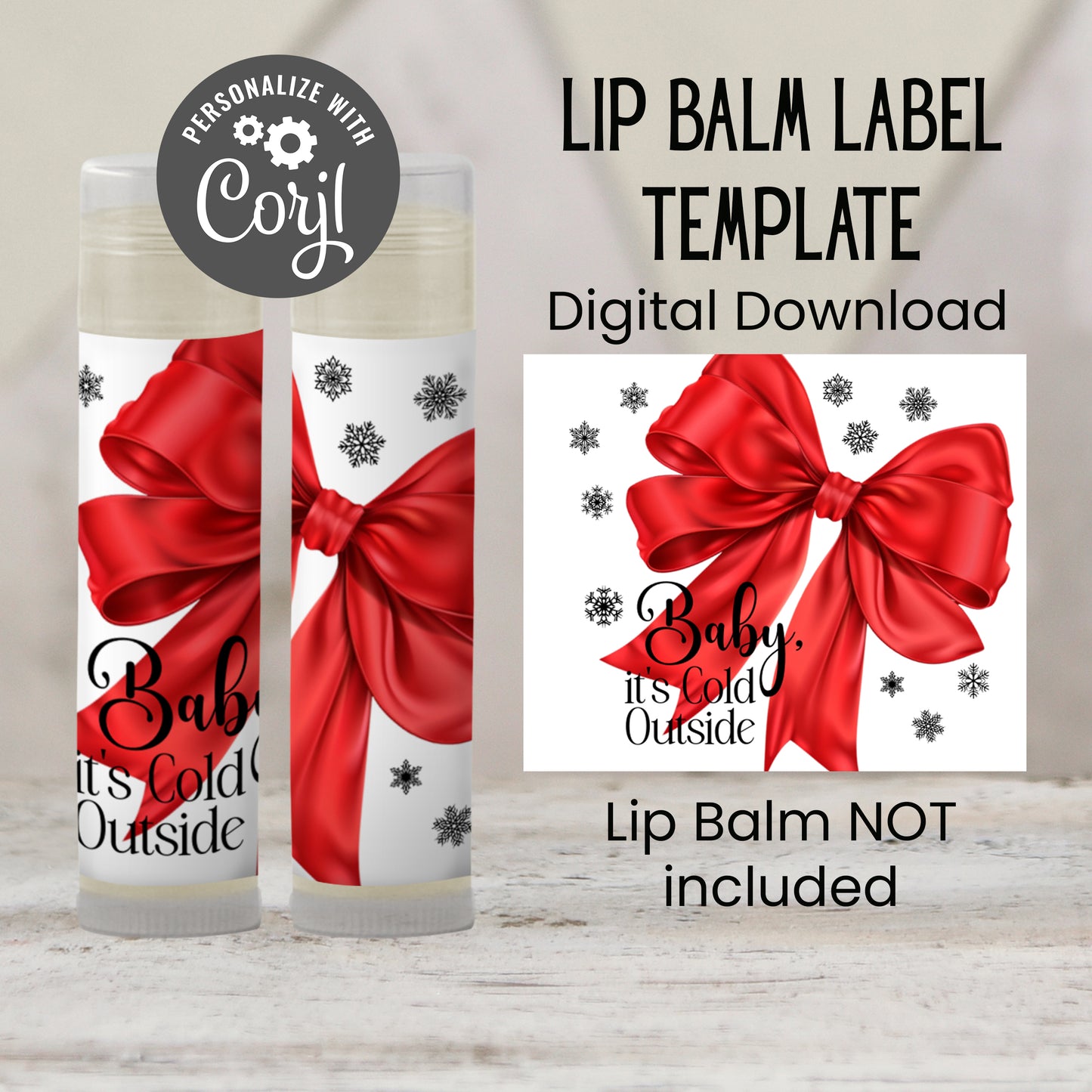 Baby It’s Cold Outside Lip Balm Label Template: Christmas Baby Shower, Winter Favor