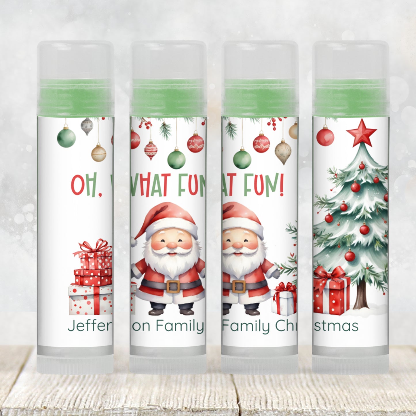 Oh What Fun Christmas Lip Balm Favor Label TEMPLATE | Editable Holiday Party Favor | Santa Christmas Printable for Kids or Adult Party 3600