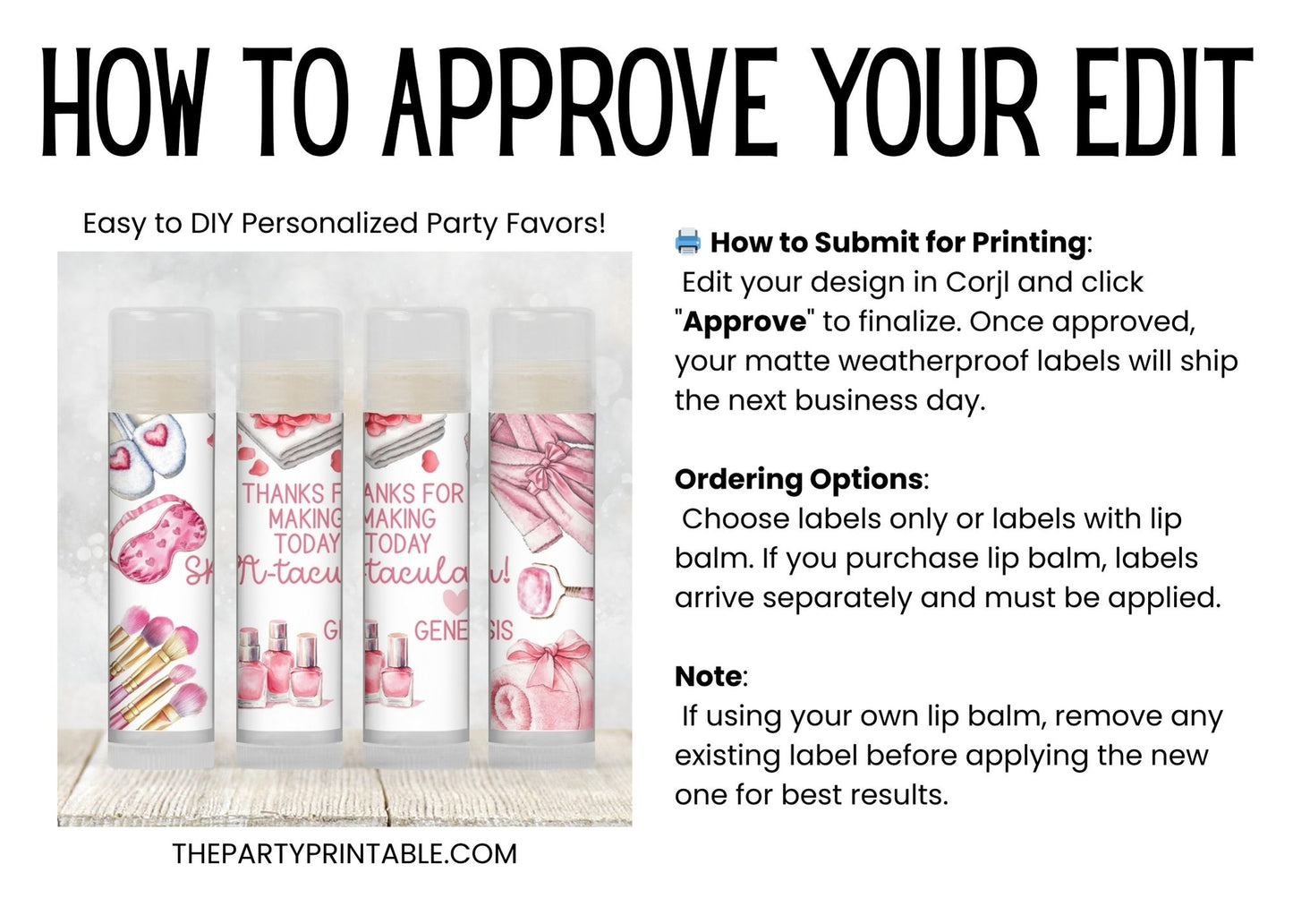Pink Spa Chapstick Favors: Birthday, Bridal Shower, Bachelorette Party Gift