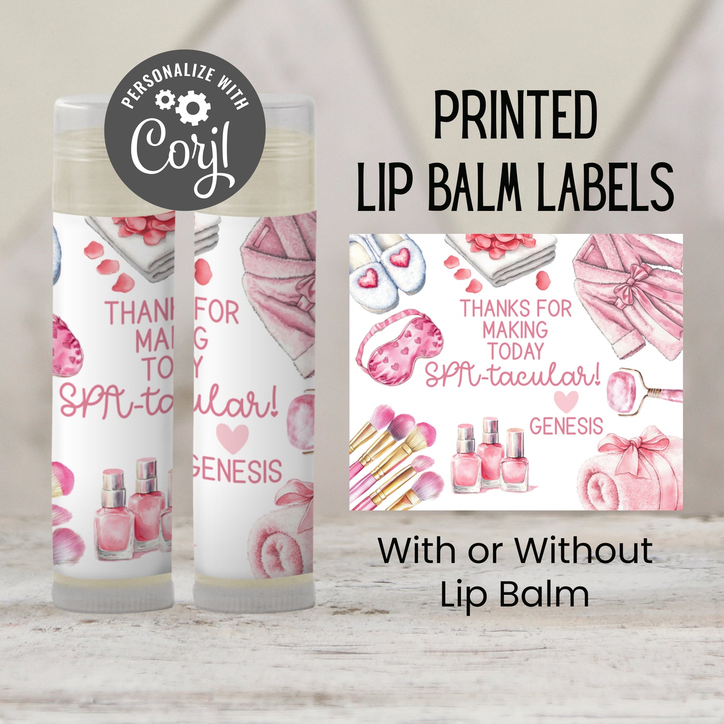 Pink Spa Chapstick Favors: Birthday, Bridal Shower, Bachelorette Party Gift