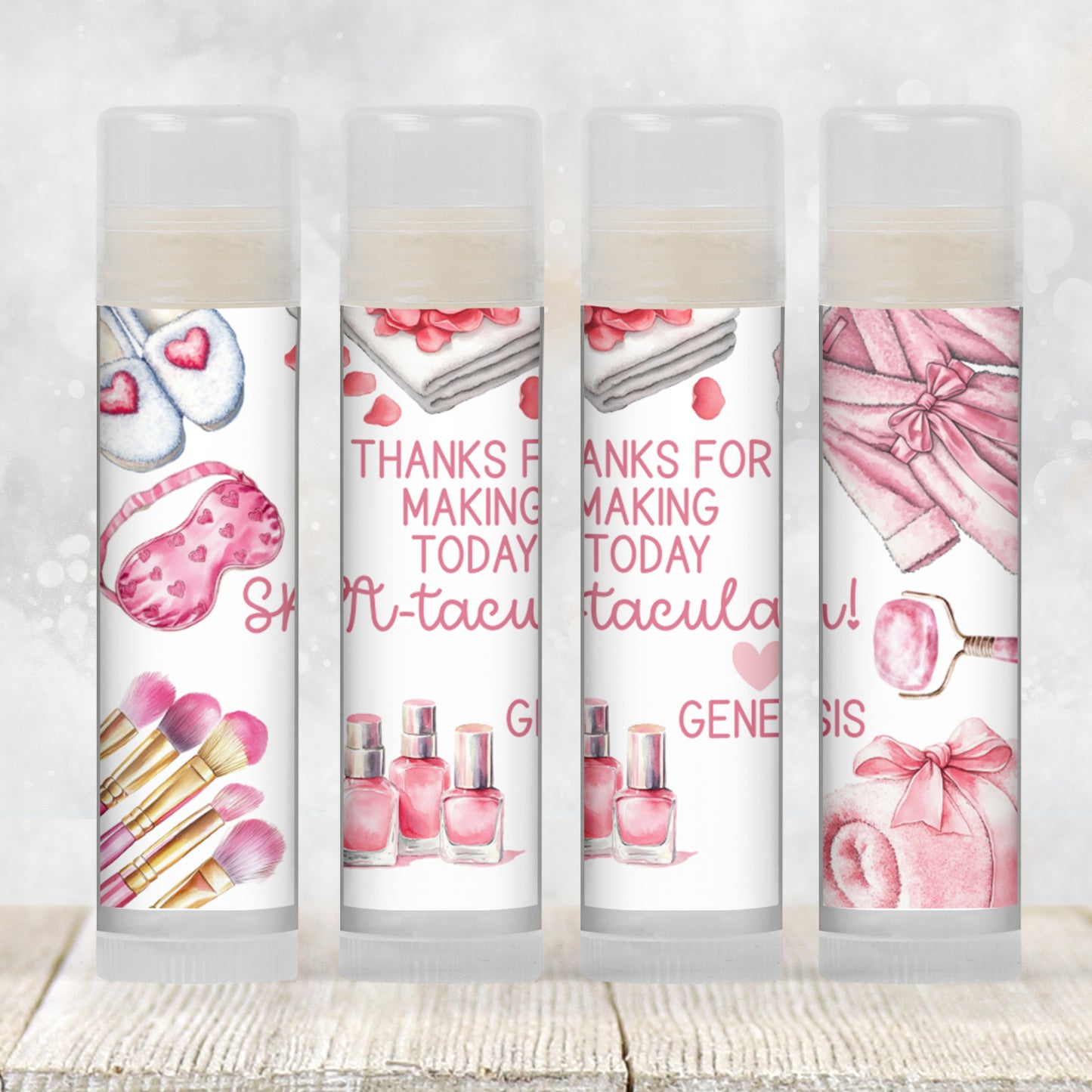 Pink Spa Chapstick Favors: Birthday, Bridal Shower, Bachelorette Party Gift