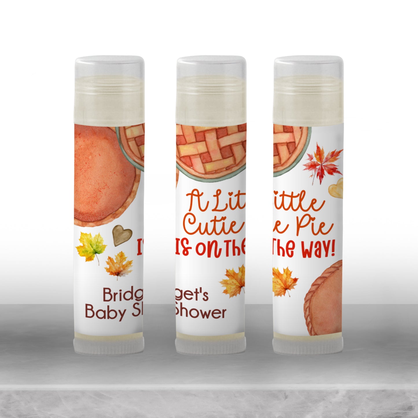 Little Sweetie Pie Baby Shower Favor Lip Balm Label TEMPLATE | Editable Fall Pumpkin Apple Theme Printable Rustic Thanksgiving Sticker 3801