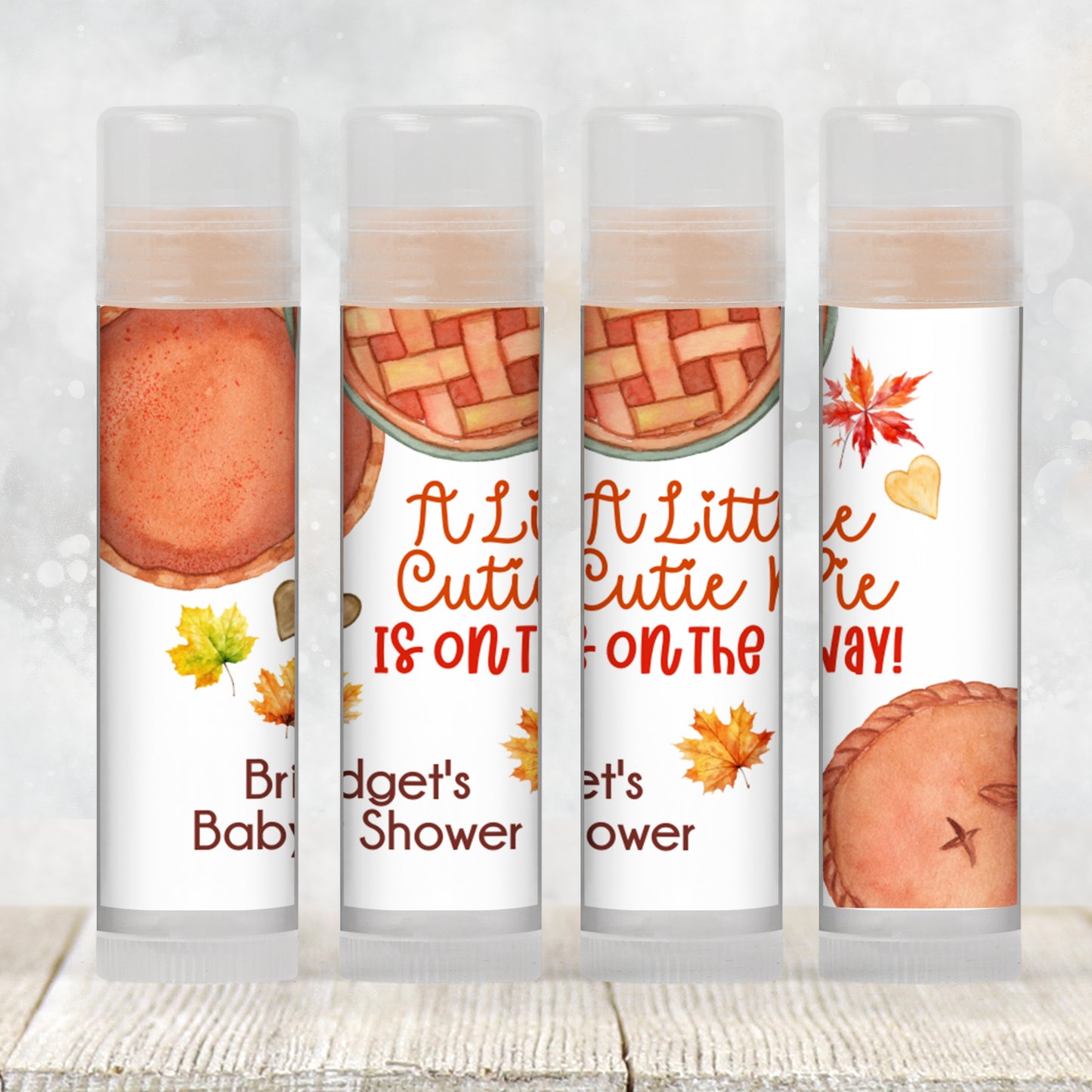 Little Sweetie Pie Baby Shower Favor Lip Balm Label TEMPLATE | Editable Fall Pumpkin Apple Theme Printable Rustic Thanksgiving Sticker 3801