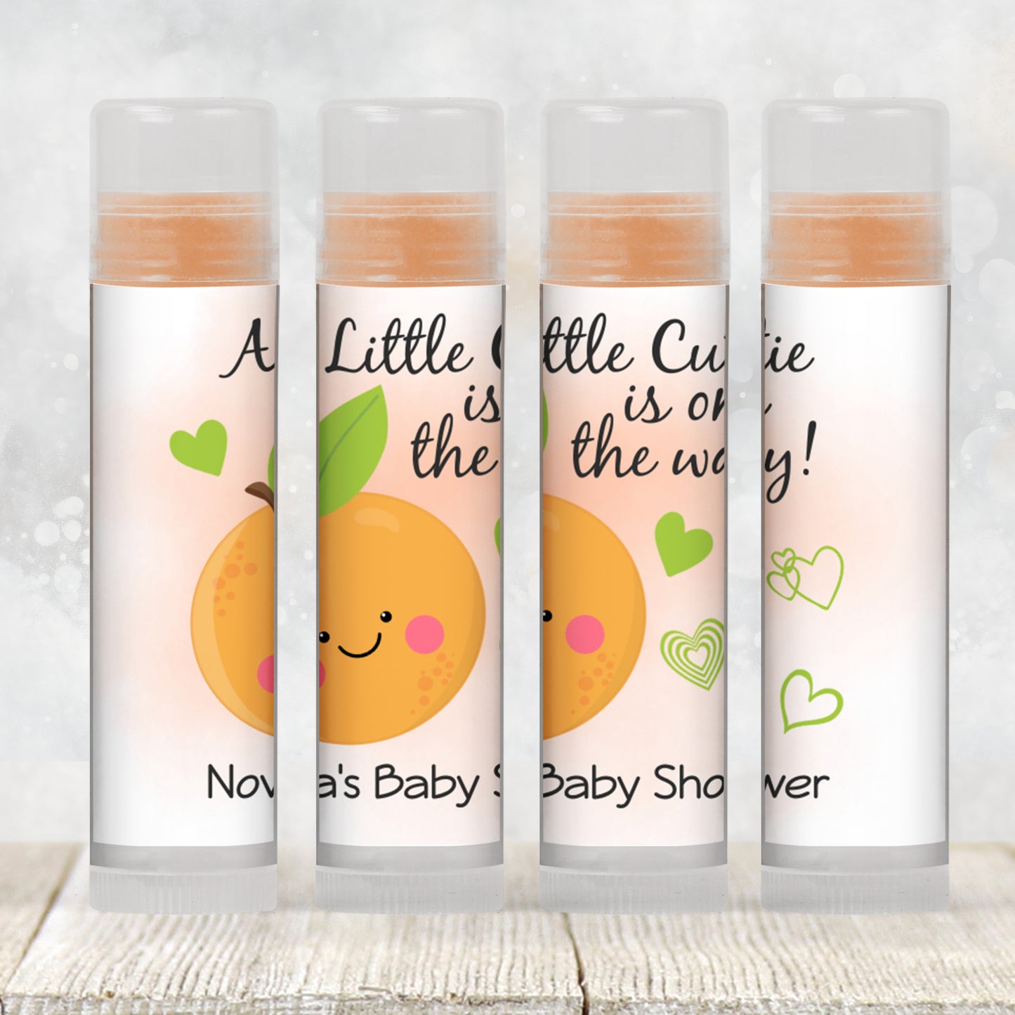 Little Cutie Lip Balm Label TEMPLATE | Citrus Baby Shower Favor | Editable Orange Chapstick Wrapper | A Little Cutie Is On The Way 4000