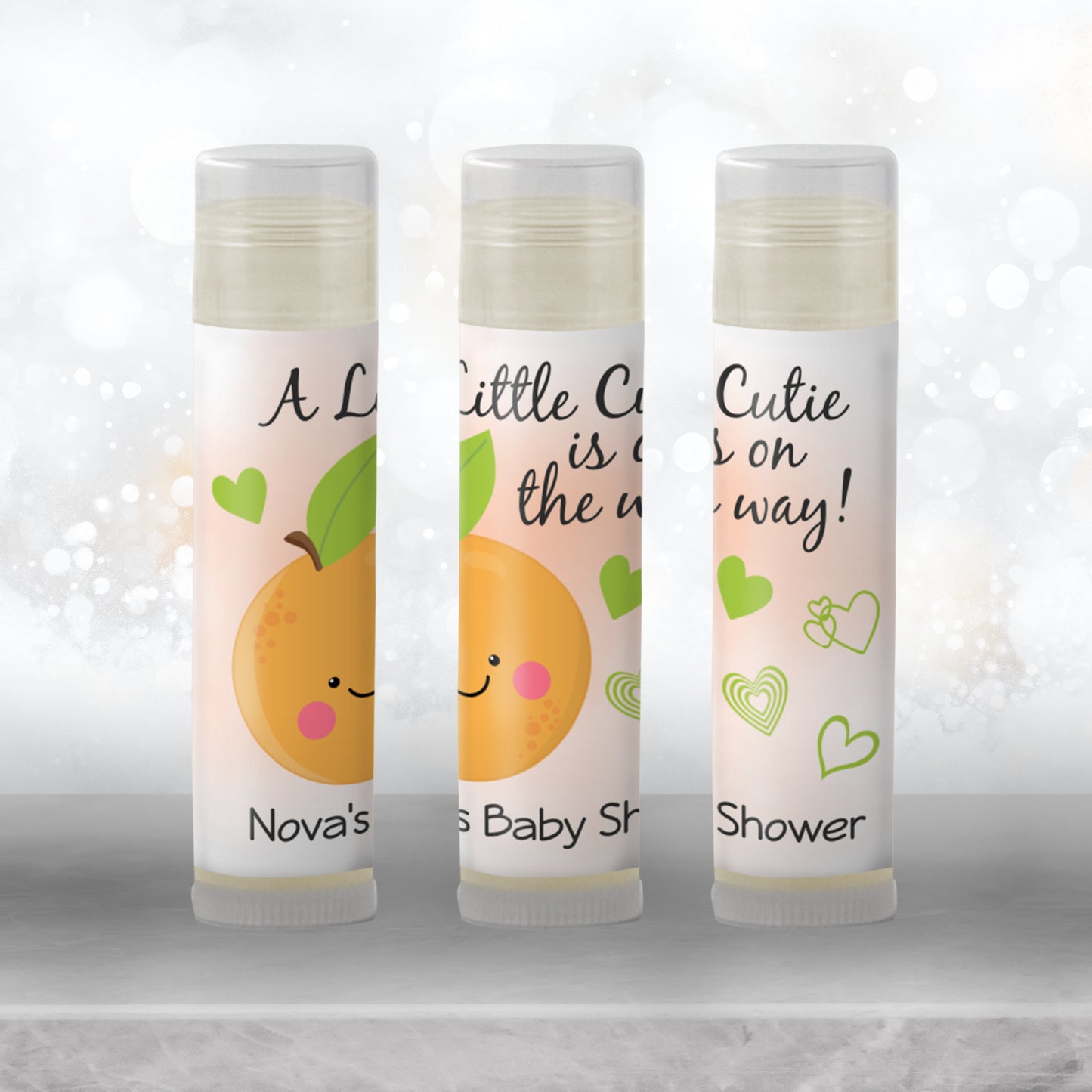 Little Cutie Lip Balm Label TEMPLATE | Citrus Baby Shower Favor | Editable Orange Chapstick Wrapper | A Little Cutie Is On The Way 4000