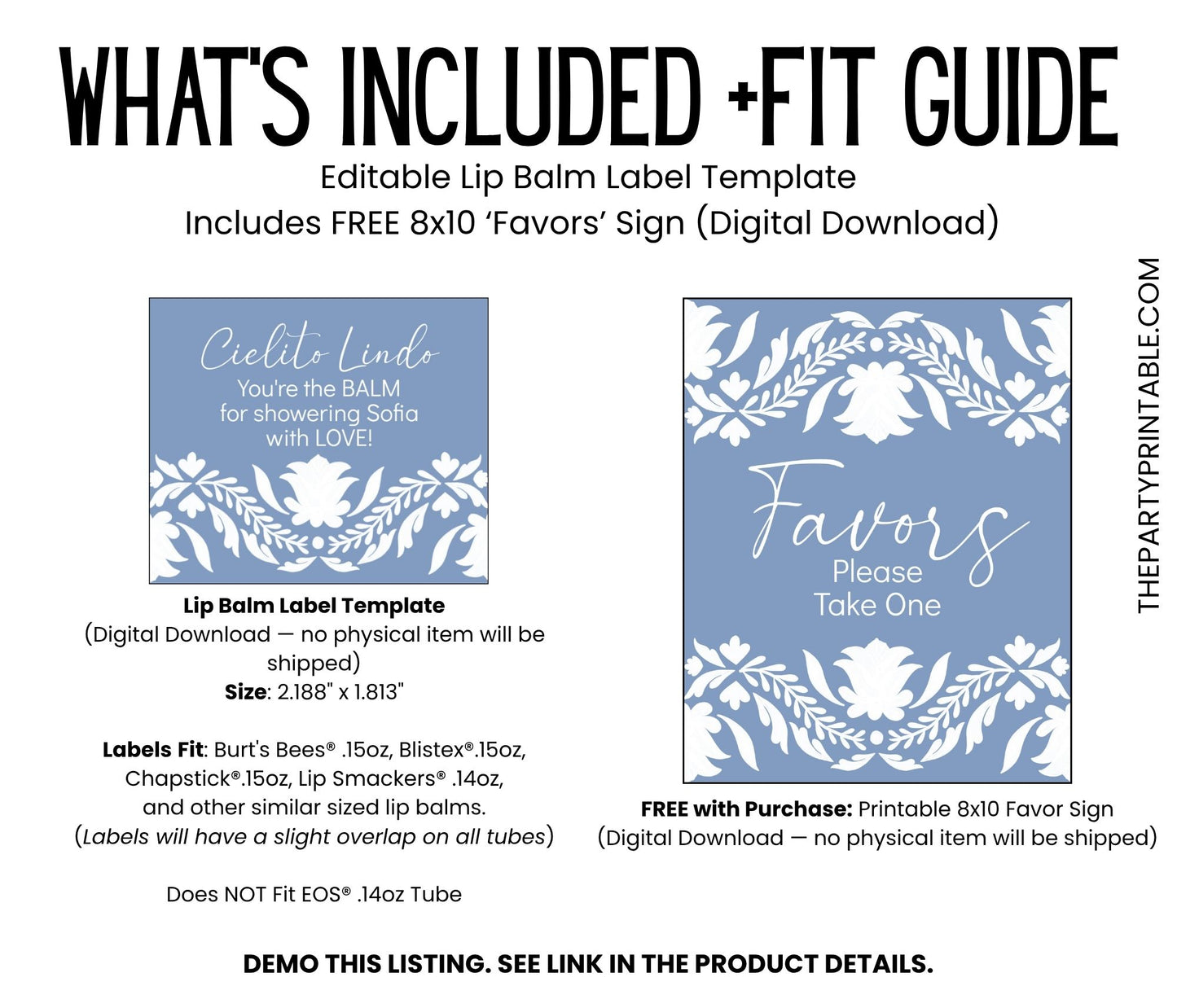 Blue Cielito Lindo Lip Balm Label TEMPLATE | Mexican Baby Shower Favor | Boy Baby Shower Fiesta | Papel Picado Printable 4001