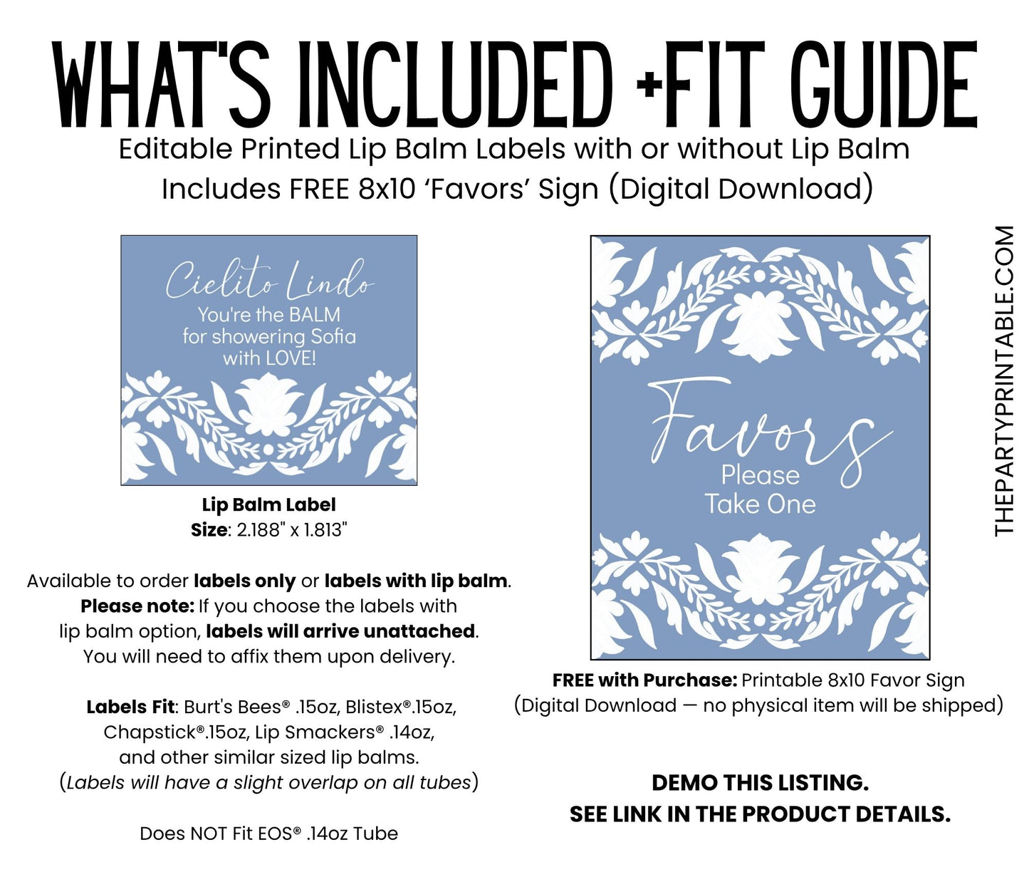 Blue Cielito Lindo PRINTED Lip Balm Labels | Mexican Baby Shower Favor | Boy Fiesta Chapstick | Papel Picado Party Favor 4001
