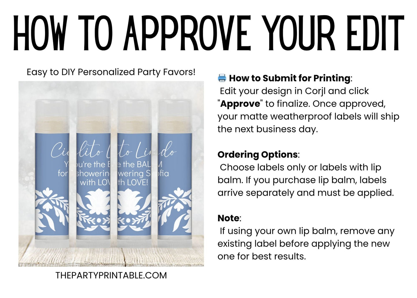 Blue Cielito Lindo PRINTED Lip Balm Labels | Mexican Baby Shower Favor | Boy Fiesta Chapstick | Papel Picado Party Favor 4001