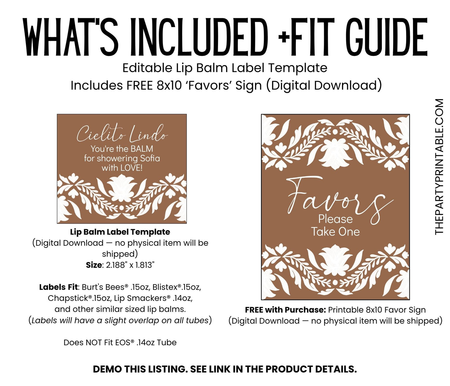 Brown Cielito Lindo Lip Balm Label TEMPLATE | Mexican Baby Shower Favor | Gender Neutral Fiesta | Papel Picado Printable 4001