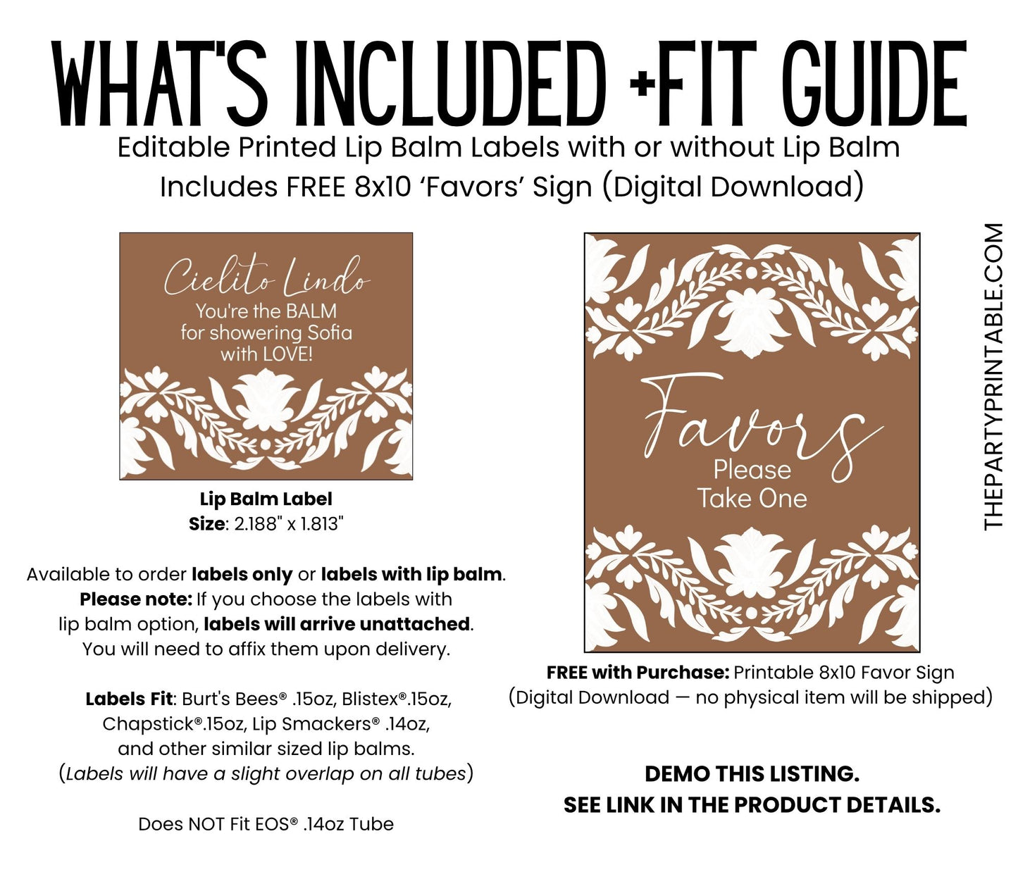 Brown Cielito Lindo PRINTED Lip Balm Labels | Mexican Baby Shower Favor | Gender Neutral Fiesta Chapstick | Papel Picado Favor 4001