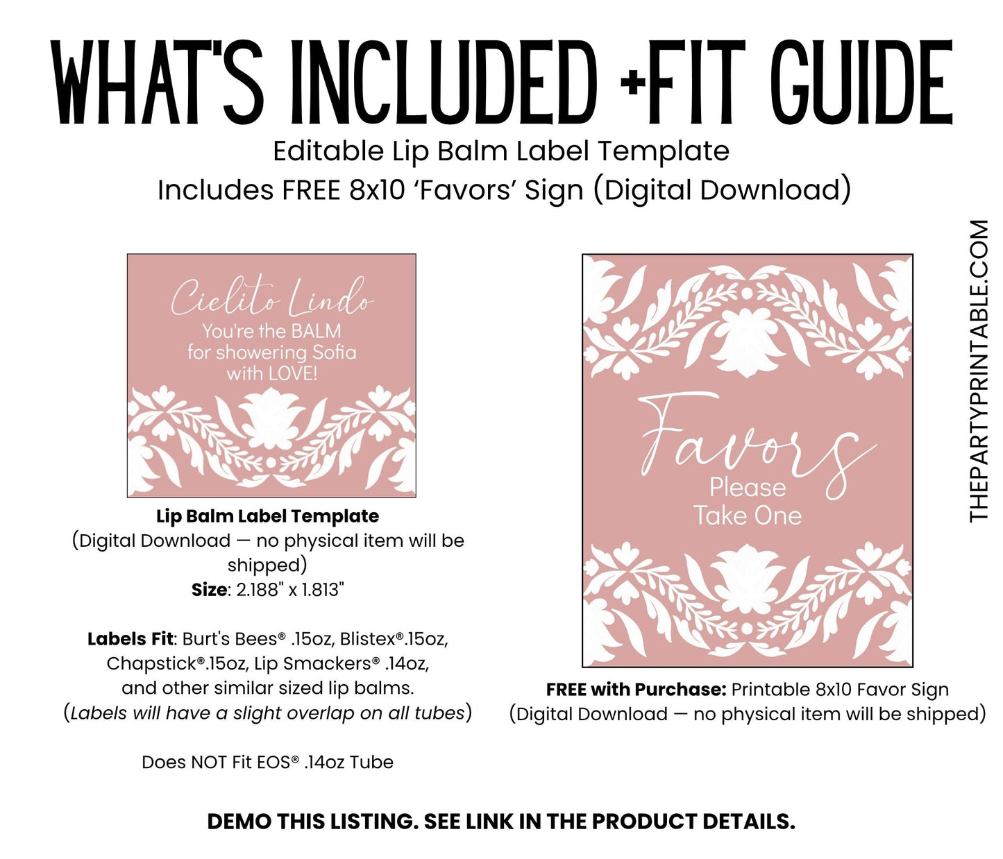 Pink Cielito Lindo Lip Balm Label TEMPLATE | Mexican Baby Shower Favor | Girl Baby Shower Fiesta | Papel Picado Printable 4001