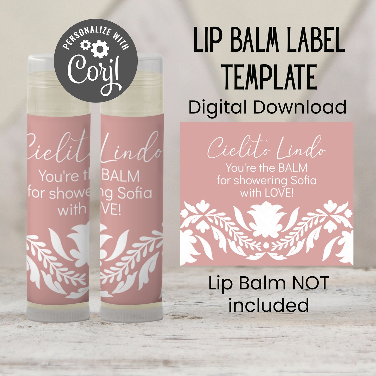 Pink Cielito Lindo Lip Balm Label TEMPLATE | Mexican Baby Shower Favor | Girl Baby Shower Fiesta | Papel Picado Printable 4001