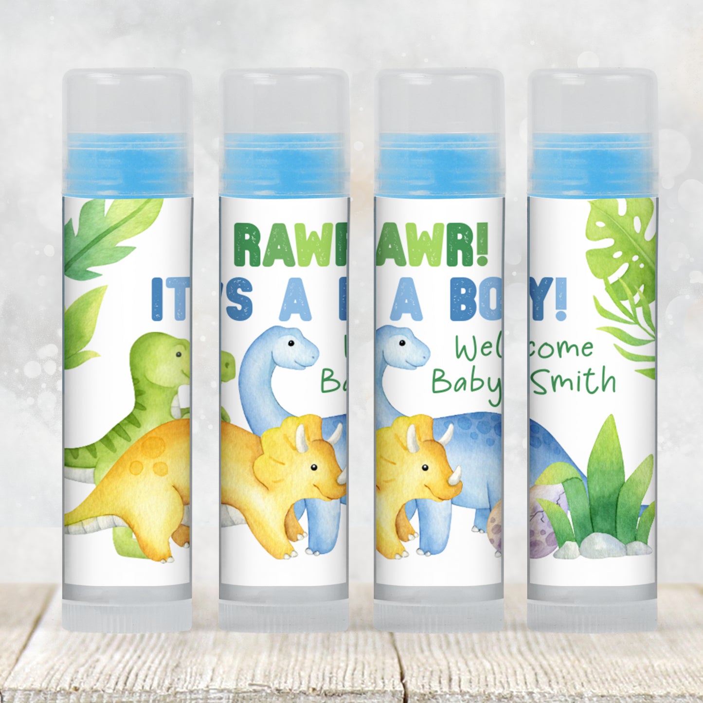 Printable Dinosaur Baby Shower Favor | Lip Balm Label TEMPLATE | Rawr It’s a Boy | Dino Baby Shower Party Favor | Chapstick Sticker, 4002