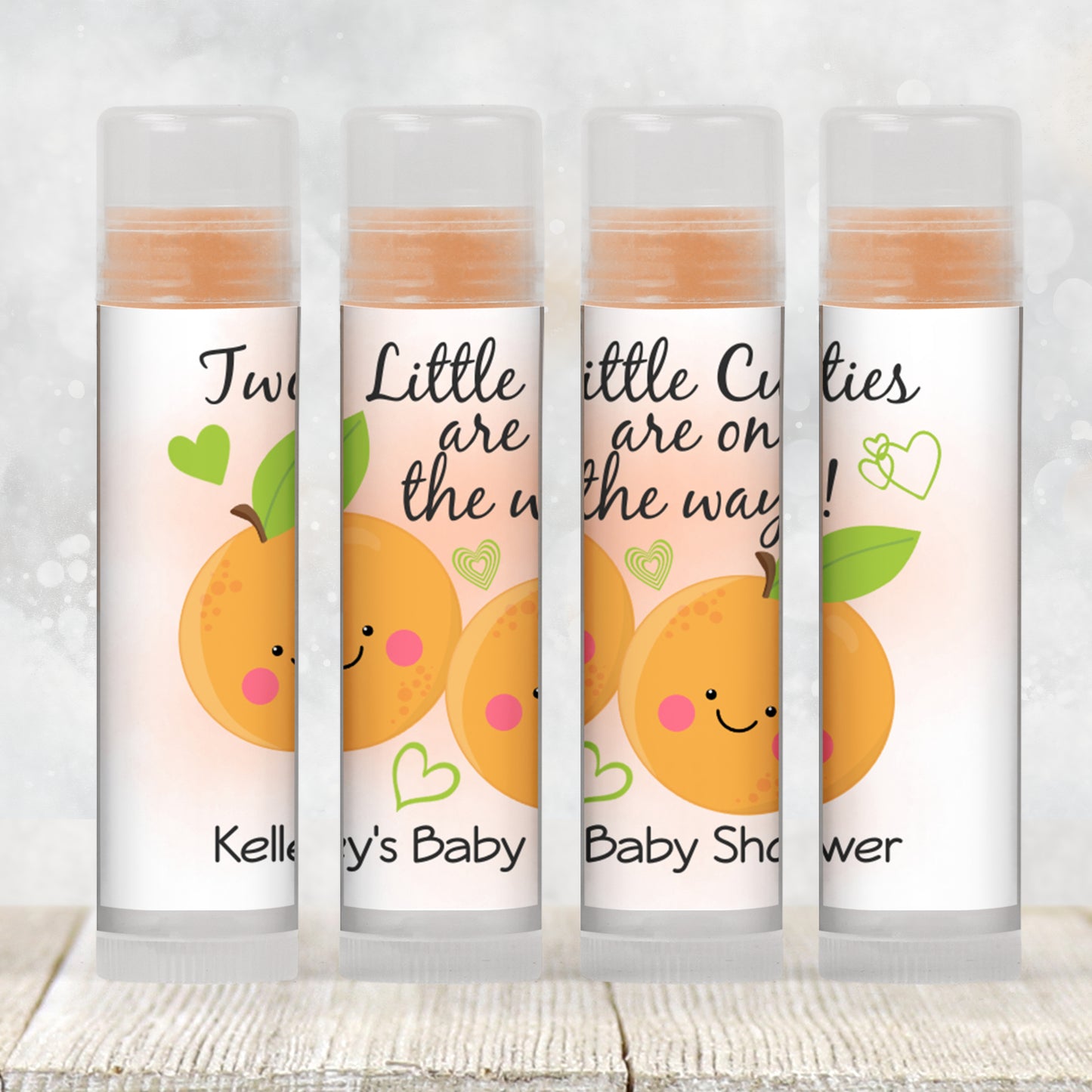 Two Little Cuties Lip Balm Label TEMPLATE | Twin Baby Shower Printable | Editable Orange Citrus Theme Labels for Twin Girls or Boys 4004