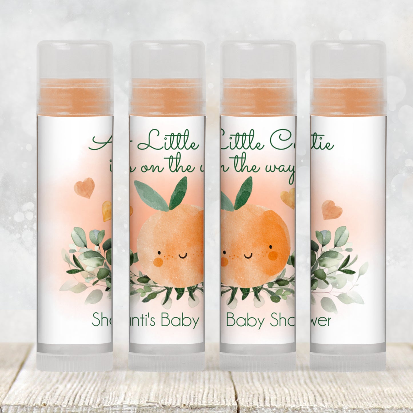 Little Cutie Lip Balm Label TEMPLATE | Baby Shower Orange Citrus Theme | Editable Favor Labels for Summer or Fruit Party 4005