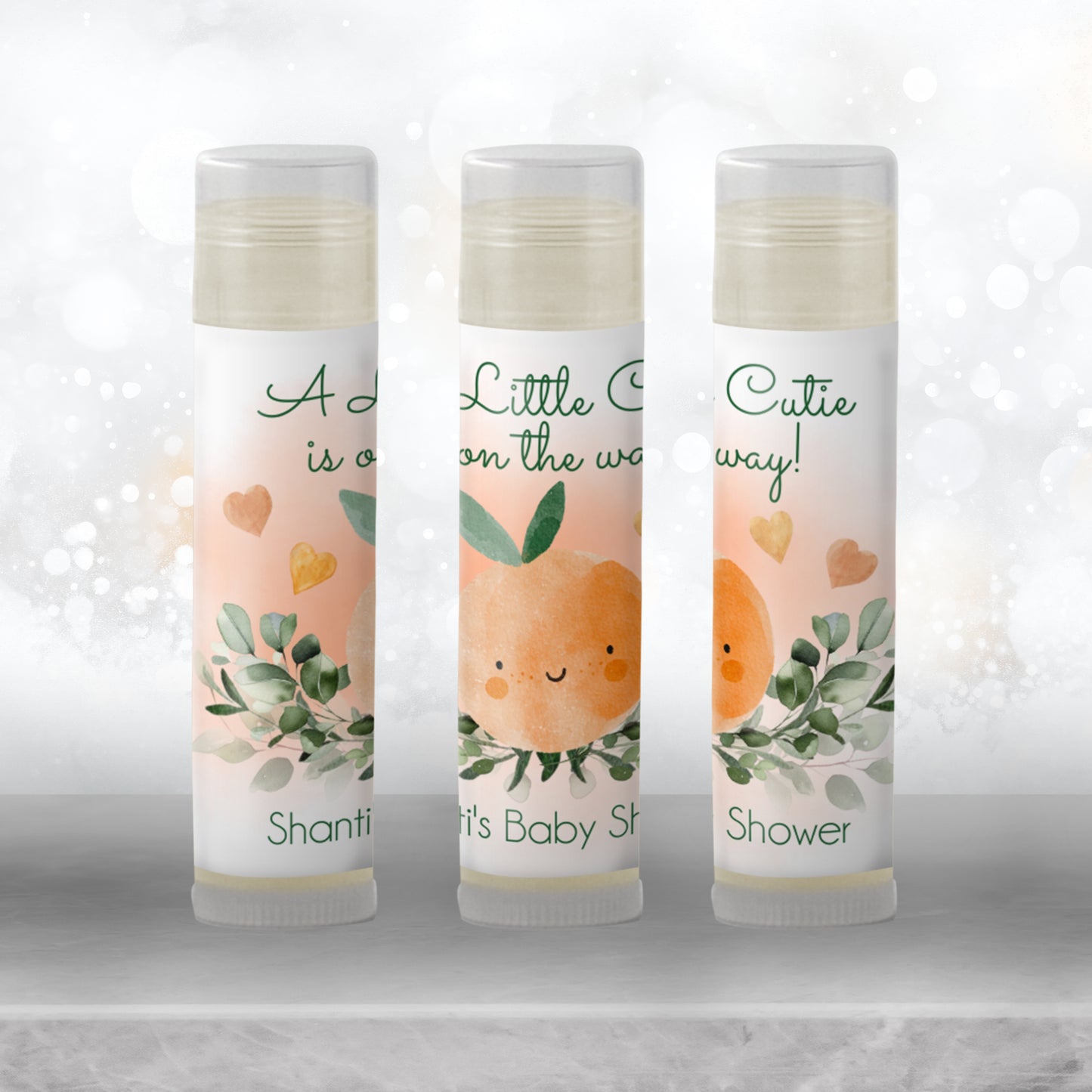 Little Cutie Lip Balm Label TEMPLATE | Baby Shower Orange Citrus Theme | Editable Favor Labels for Summer or Fruit Party 4005