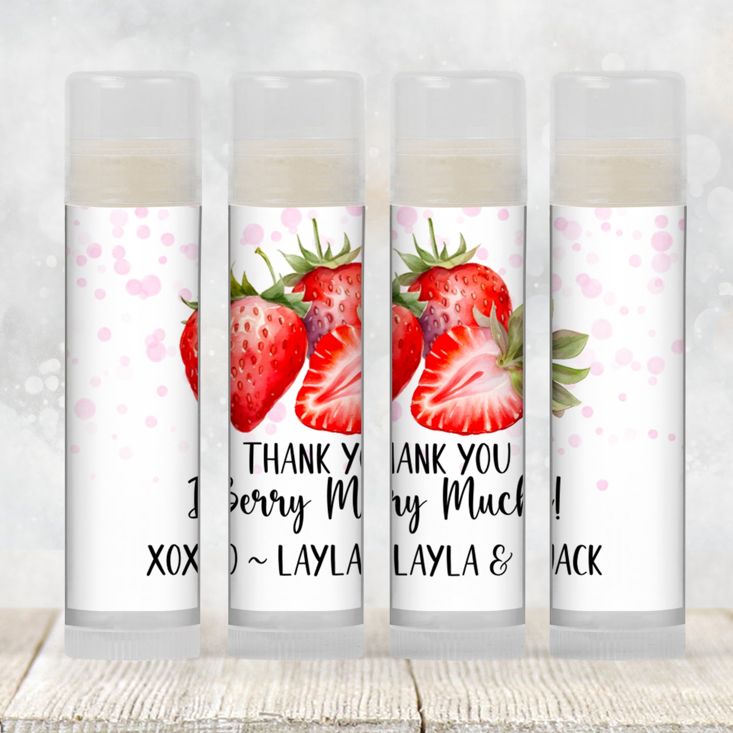Berry Sweet Baby Shower Lip Balm Favors | PRINTED Strawberry Party Labels or Lip Balm | Summer Fruit Girl Baby Shower Guest Gifts 4025