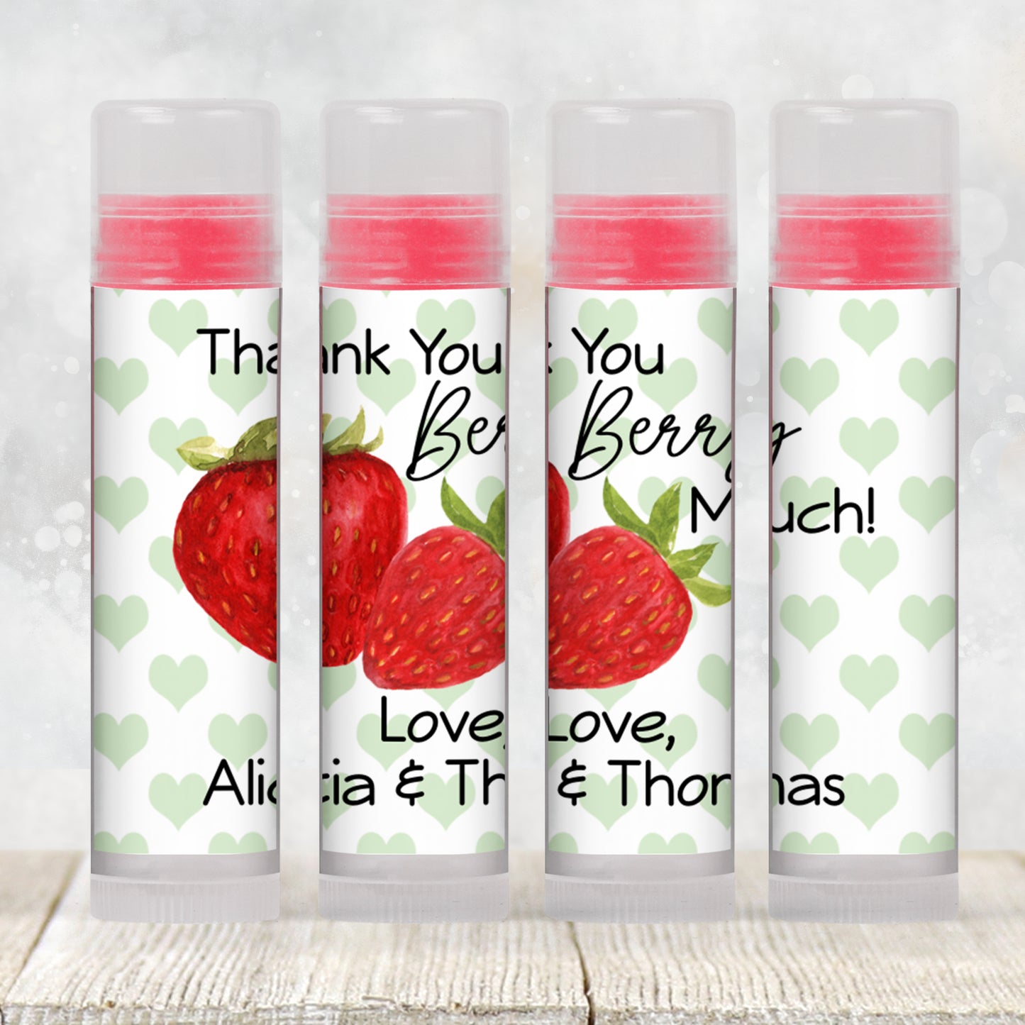 A Berry Sweet Baby Shower Party Favors | Lip Balm Label TEMPLATE | Editable Strawberry Theme for Summer Girl Baby Shower Stickers 4026