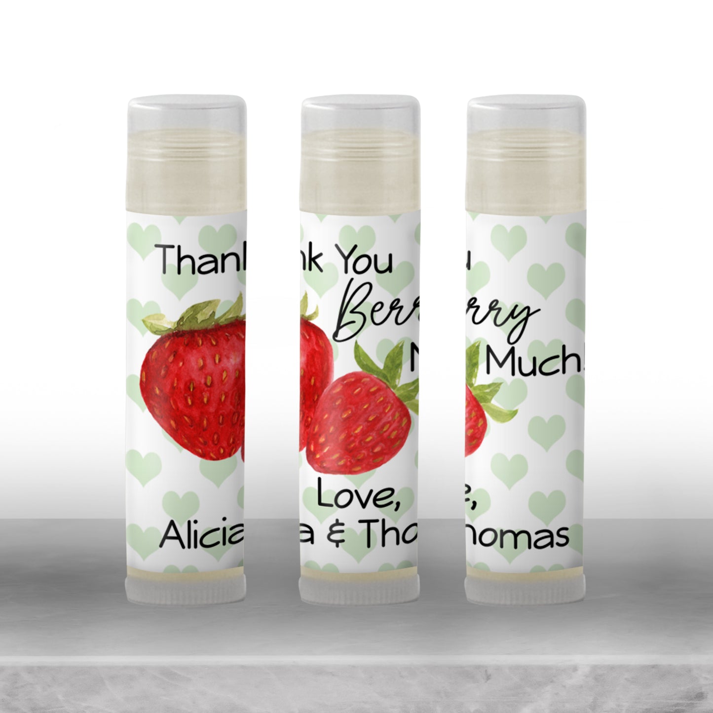 A Berry Sweet Baby Shower Party Favors | Lip Balm Label TEMPLATE | Editable Strawberry Theme for Summer Girl Baby Shower Stickers 4026