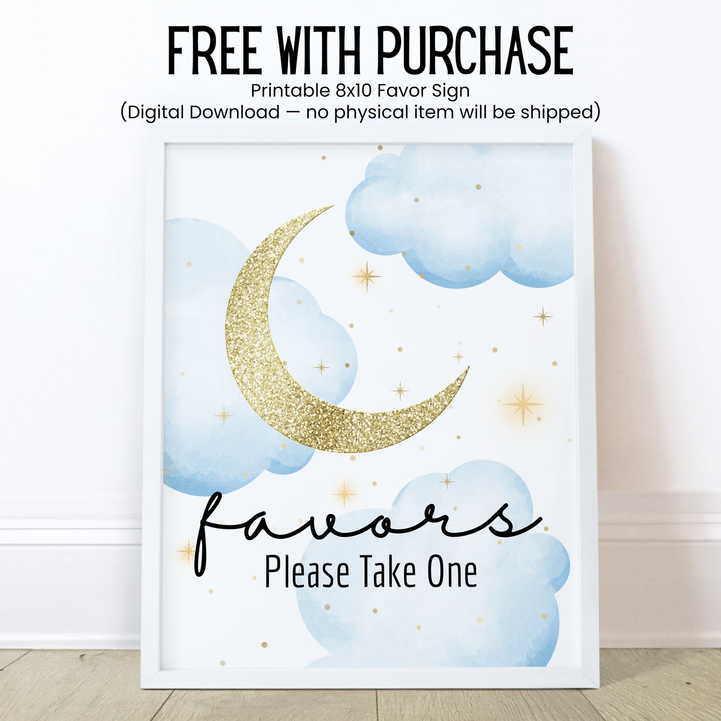 Over the Moon Baby Shower Favors Lip Balm | PRINTED Moon and Stars Label or Lip Balm Favor | Blue Celestial Boy Baby Shower Guest Gifts 4032
