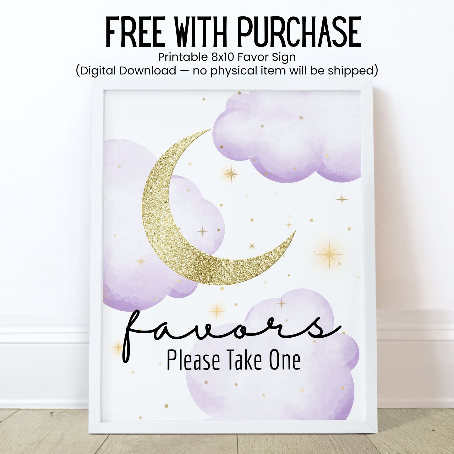 Over the Moon Baby Shower Lip Balm Label TEMPLATE | Purple Stars Girl Baby Shower Favor | Editable Celestial Chapstick Party Printable 4032