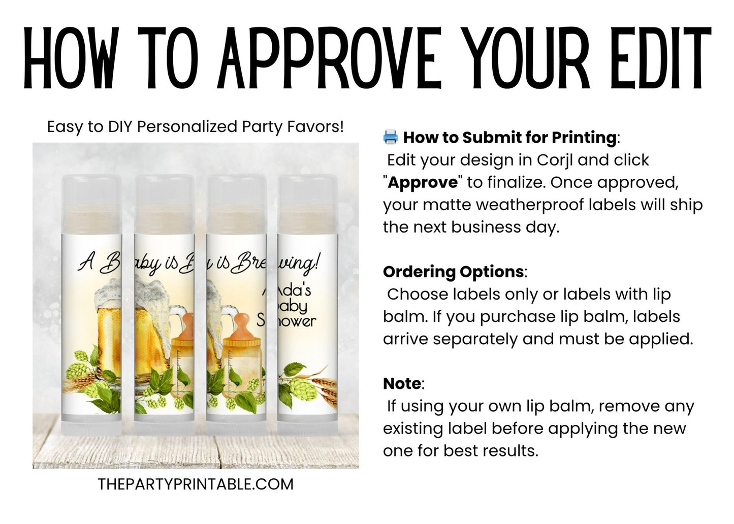 Baby Is Brewing Baby Shower Lip Balm Favors: Beer Theme Gender Neutral Guest Gift
