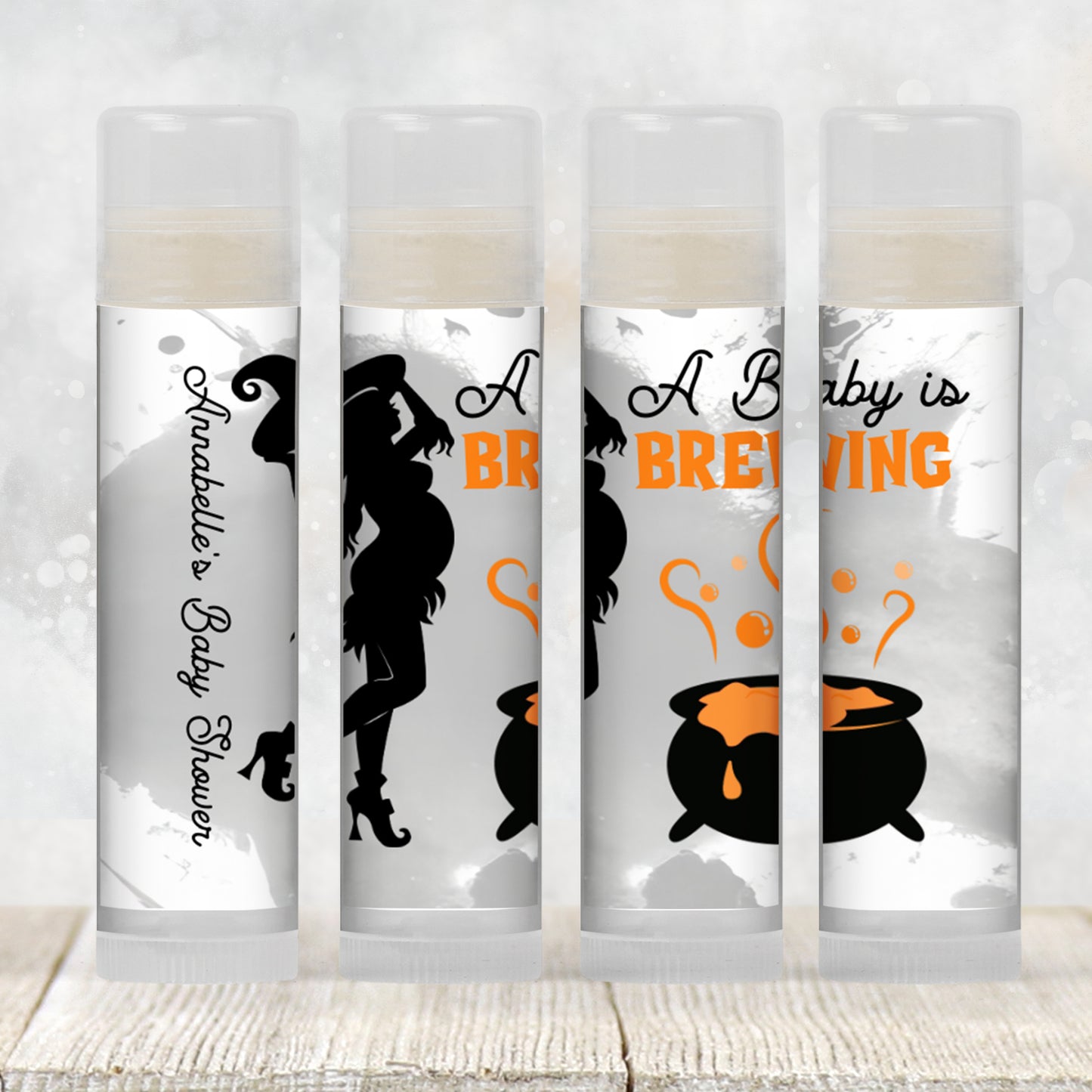 Baby Is Brewing Baby Shower Favors Lip Balm | PRINTED Halloween Witch Cauldron Labels or Lip Balm | October Baby Girl Fall Party Favors 4038