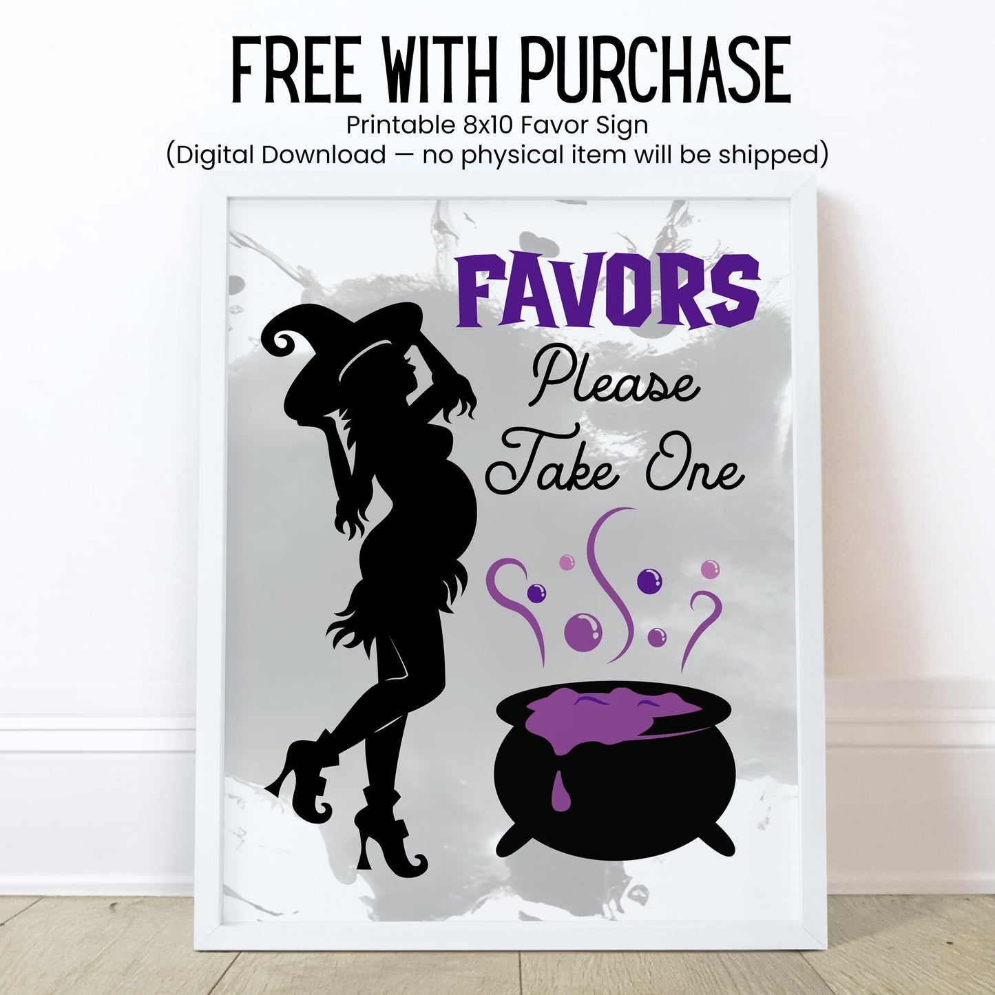 Baby Is Brewing Baby Shower Favors Lip Balm Label TEMPLATE | Purple Halloween Witch Theme | Spooky Baby Printable Chapstick Stickers 4038