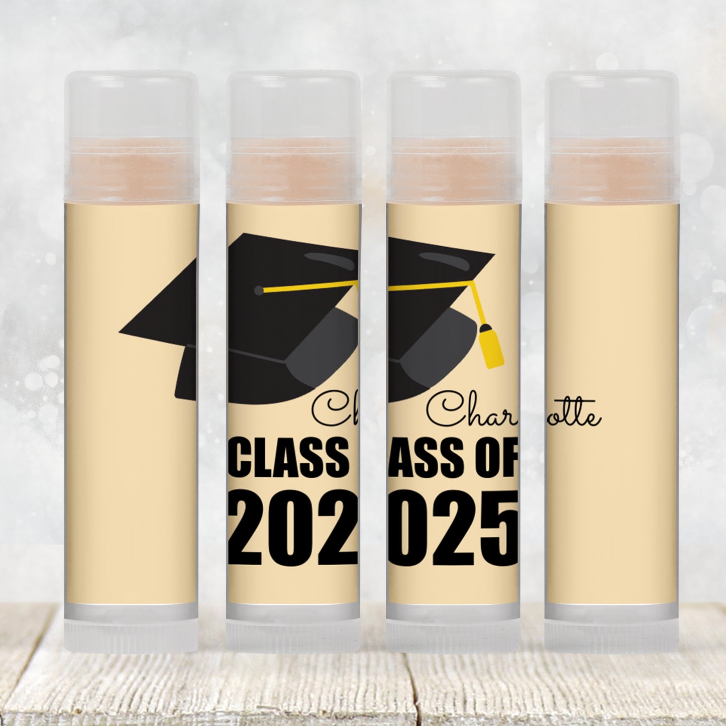 Class of 2025 Graduation Party Lip Balm Label TEMPLATE | Editable School Colors | Printable Grad Cap Favor for High School or College 4041