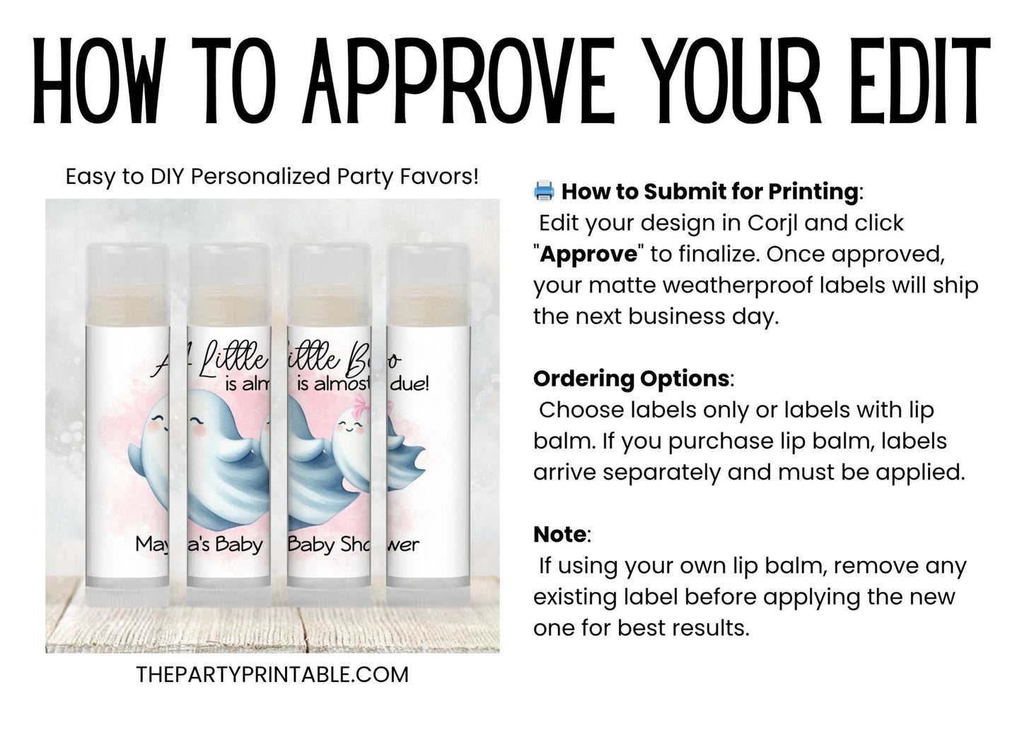 Little Boo Baby Shower Favors PRINTED Lip Balm Labels or Lip Balm Favors | Pink Ghost Girl Theme | Fall Halloween Guest Gift 4071