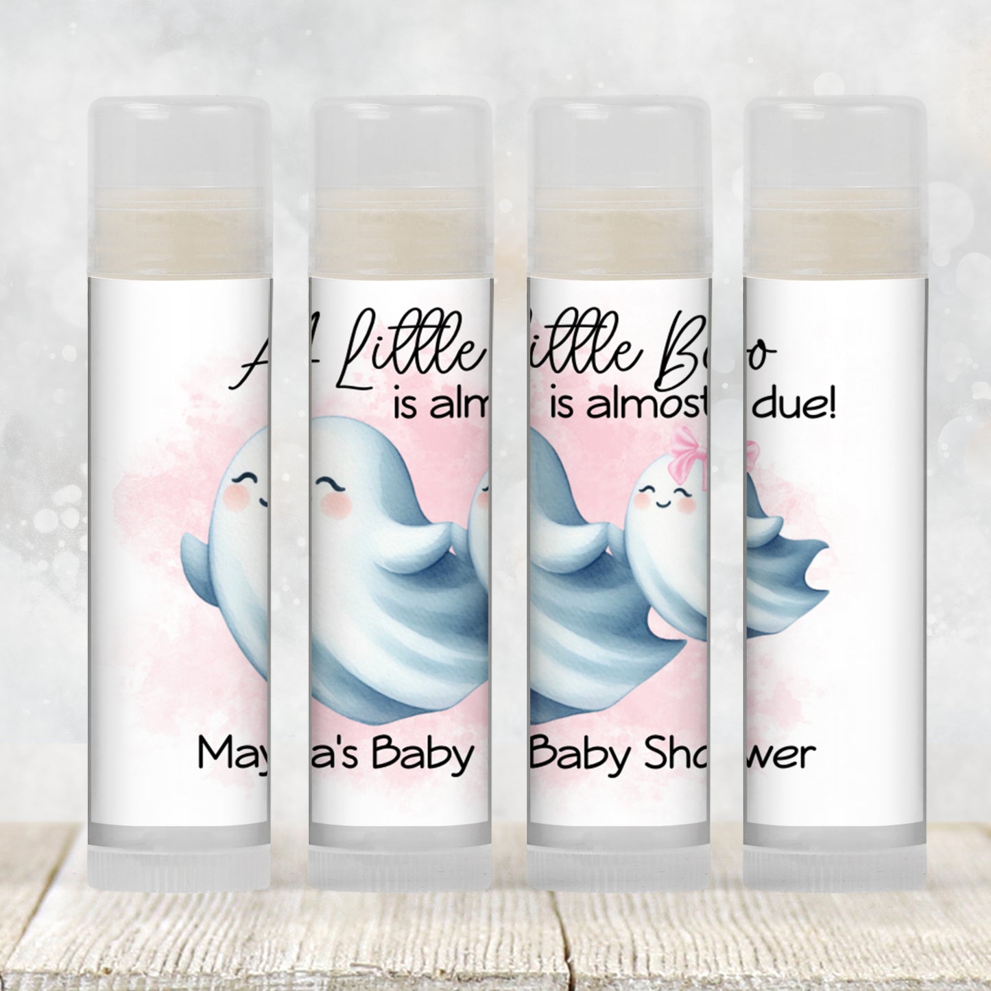 Little Boo Baby Shower Favors PRINTED Lip Balm Labels or Lip Balm Favors | Pink Ghost Girl Theme | Fall Halloween Guest Gift 4071