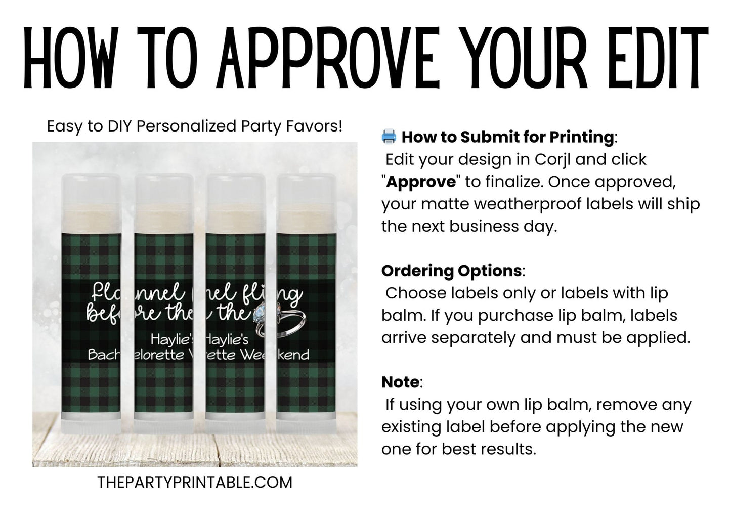 Flannel Fling Before the Ring PRINTED Lip Balm Labels | Rustic Bachelorette Favor | Green and Black Plaid | Fall Cabin Chapstick 4111