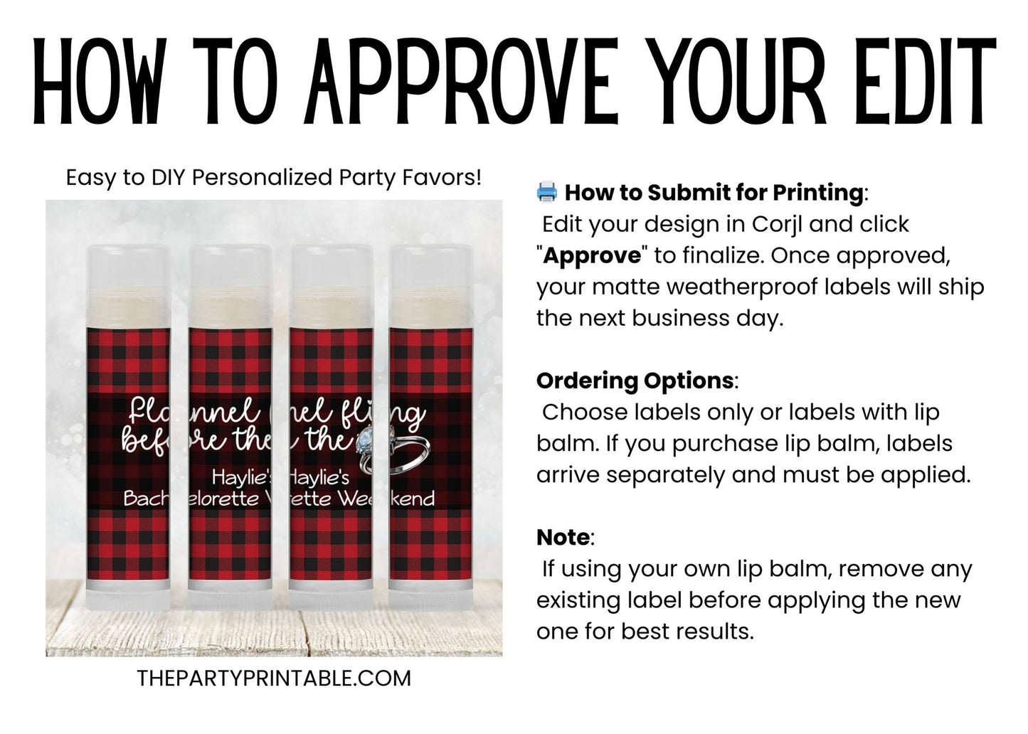 Flannel Fling Before the Ring PRINTED Lip Balm Labels | Red and Black Buffalo Plaid | Rustic Bachelorette Favor | Fall Cabin Chapstick 4111