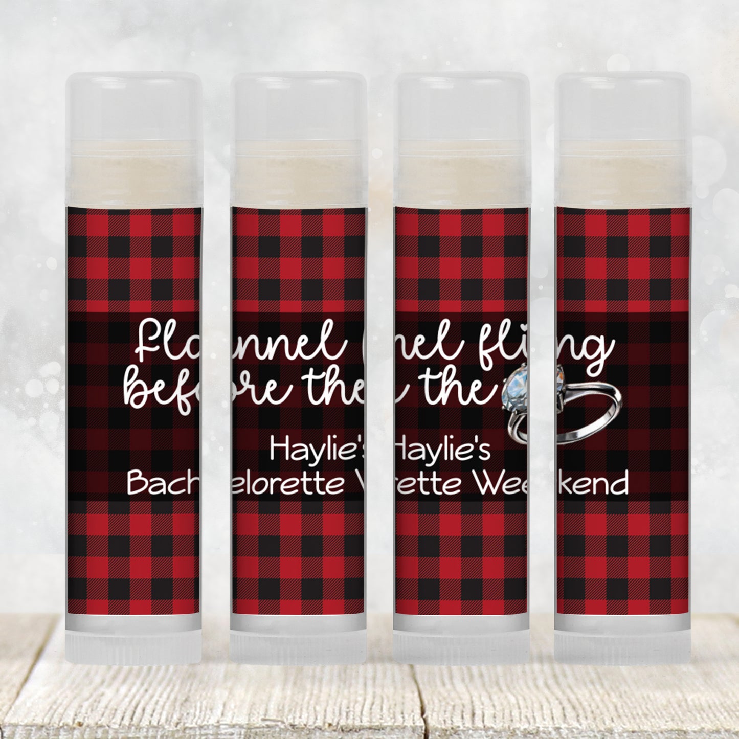 Flannel Fling Before the Ring PRINTED Lip Balm Labels | Red and Black Buffalo Plaid | Rustic Bachelorette Favor | Fall Cabin Chapstick 4111