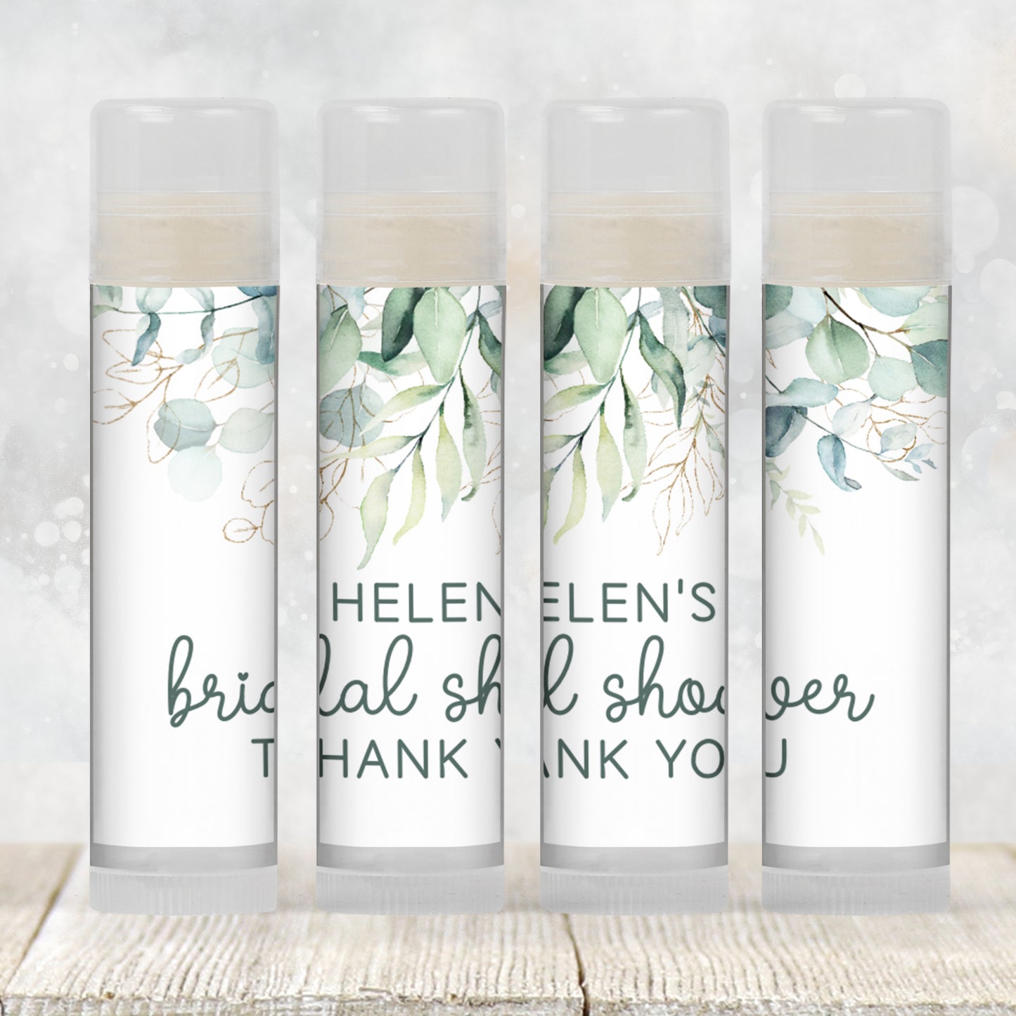 Eucalyptus Bridal Shower Favors Lip Balm | PRINTED Personalized Greenery Labels or Lip Balm | Botanical Garden Theme Bridesmaid Gift 4112