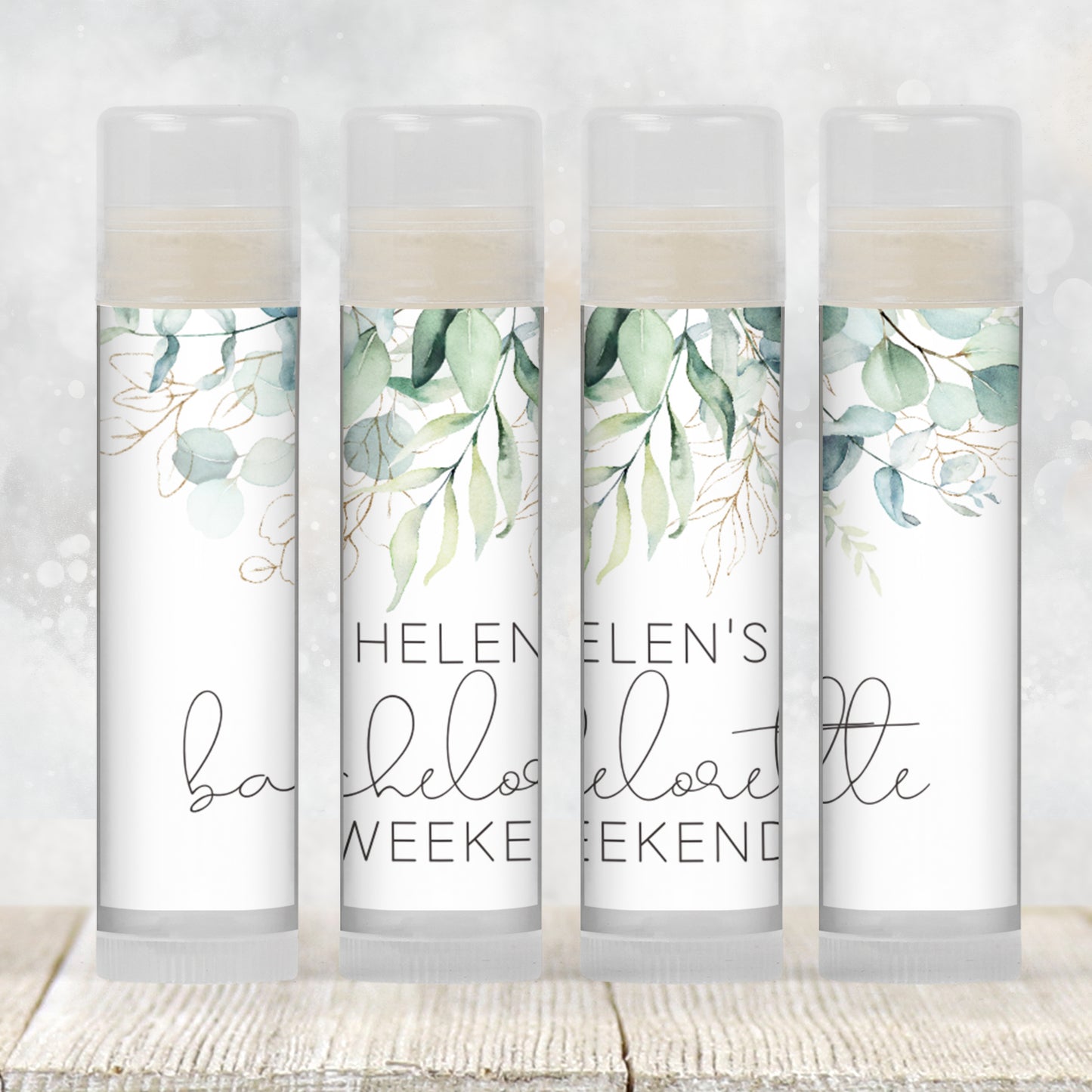 Eucalyptus Bachelorette Favors Lip Balm | PRINTED Labels or Lip Balm | Greenery Bridal Shower or Bachelorette Weekend Party Gift 4114