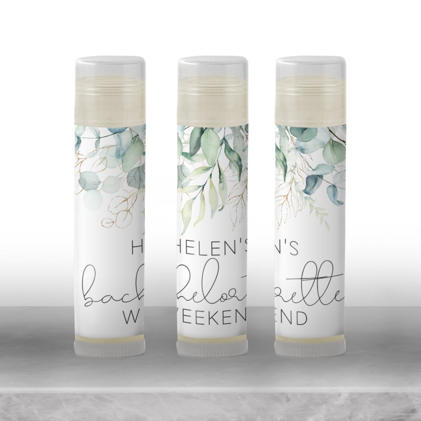 Eucalyptus Bachelorette Favors Lip Balm Label TEMPLATE | Editable Greenery Chapstick Labels | Printable Botanical Bridal Shower Favor 4114