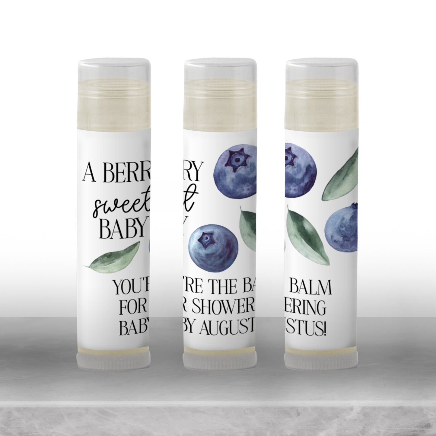 Blueberry Baby Shower Lip Balm Favors: Personalized Boy Party Guest Gift