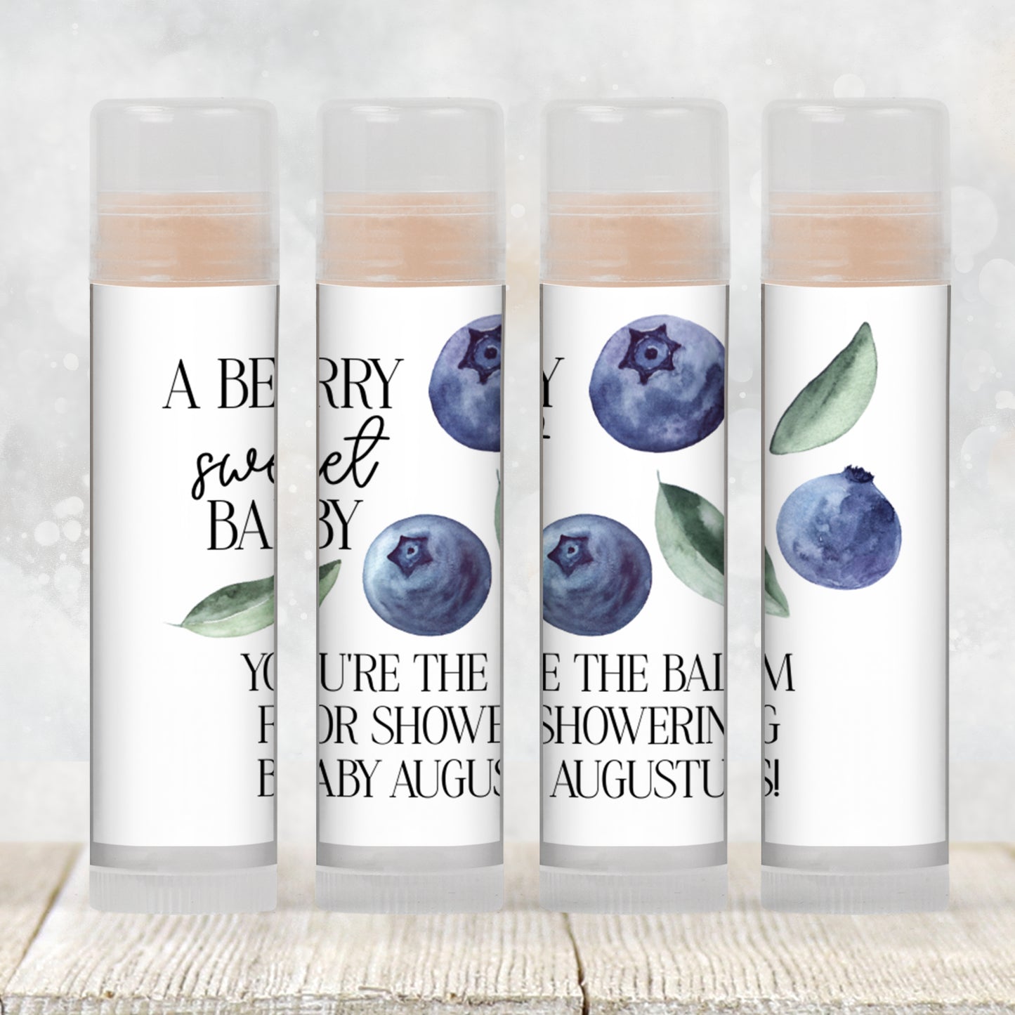 Blueberry Baby Shower Lip Balm Label Template: Personalized Boy Favor (Digital Download)