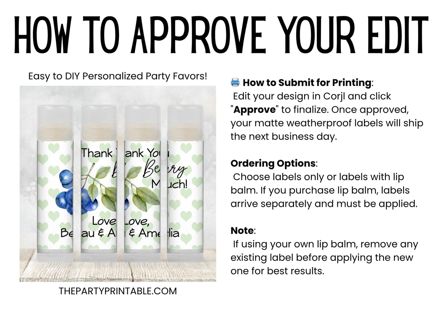 Blueberry Baby Shower Lip Balm Favors: Boy 1st Birthday Guest Gift