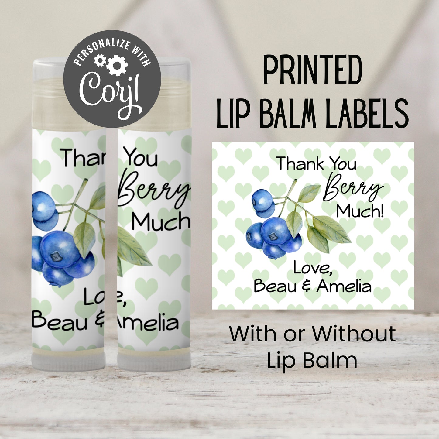 Blueberry Baby Shower Lip Balm Favors: Boy 1st Birthday Guest Gift