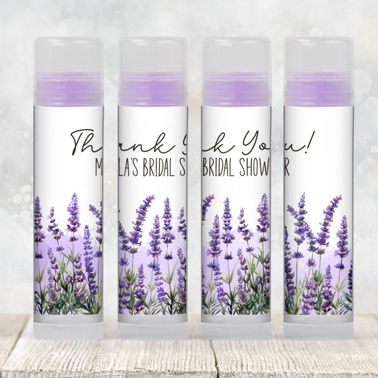 Lavender Bridal Shower Lip Balm Favors TEMPLATE | Editable Purple Floral Chapstick Label | Printable Wedding Favor for Bride or Guest 4188