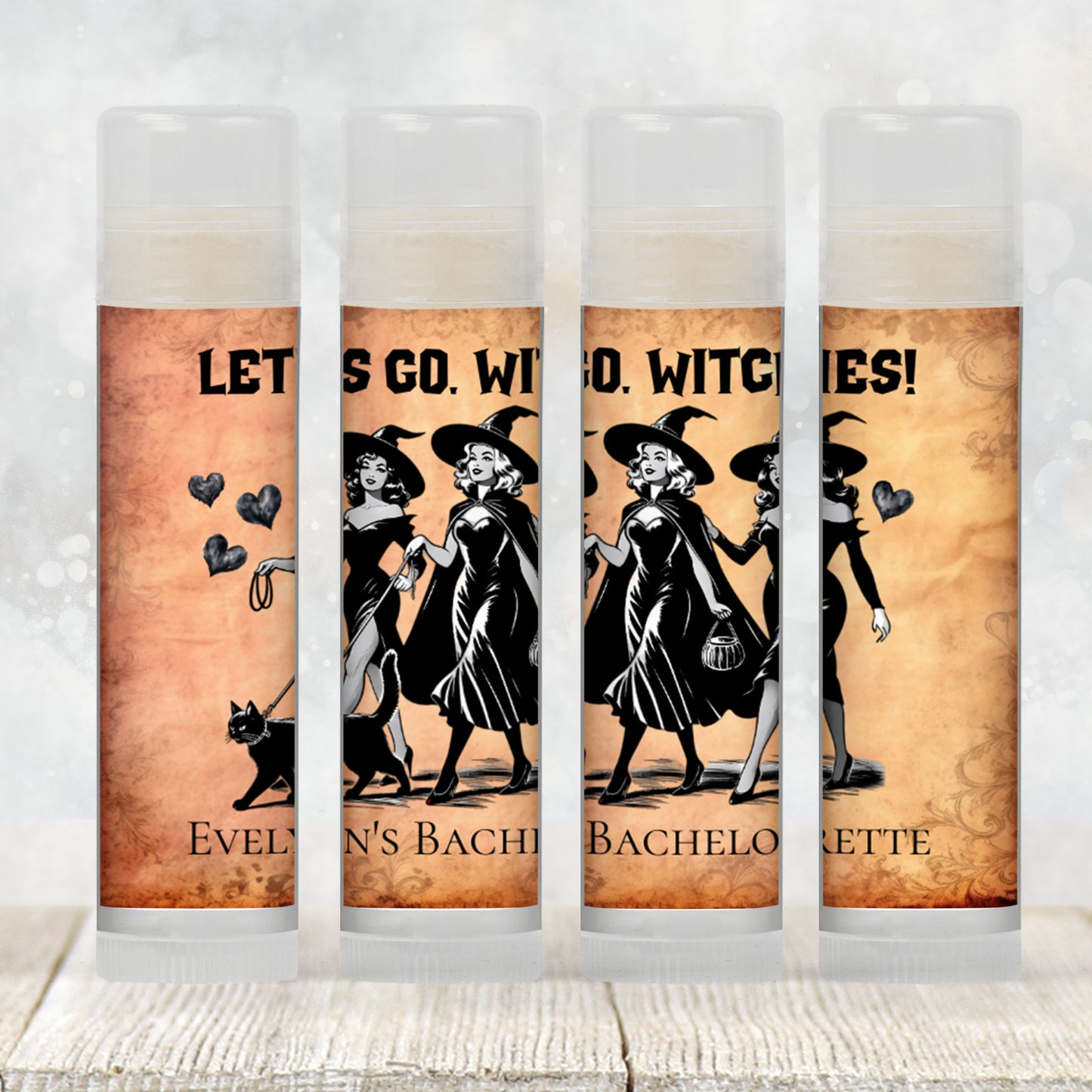 Let’s Go Witches PRINTED Bachelorette Lip Balm Favors Labels | Halloween Bachelorette Favor | October Party Chapstick | Spooky Witch 4201