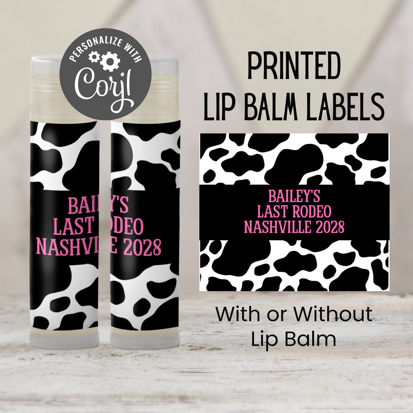 Last Rodeo Bachelorette Party Lip Balm Favor PRINTED | Western Cowgirl Labels or Balms | Nash Bash Final Fling Gift for Bride’s Weekend 4258
